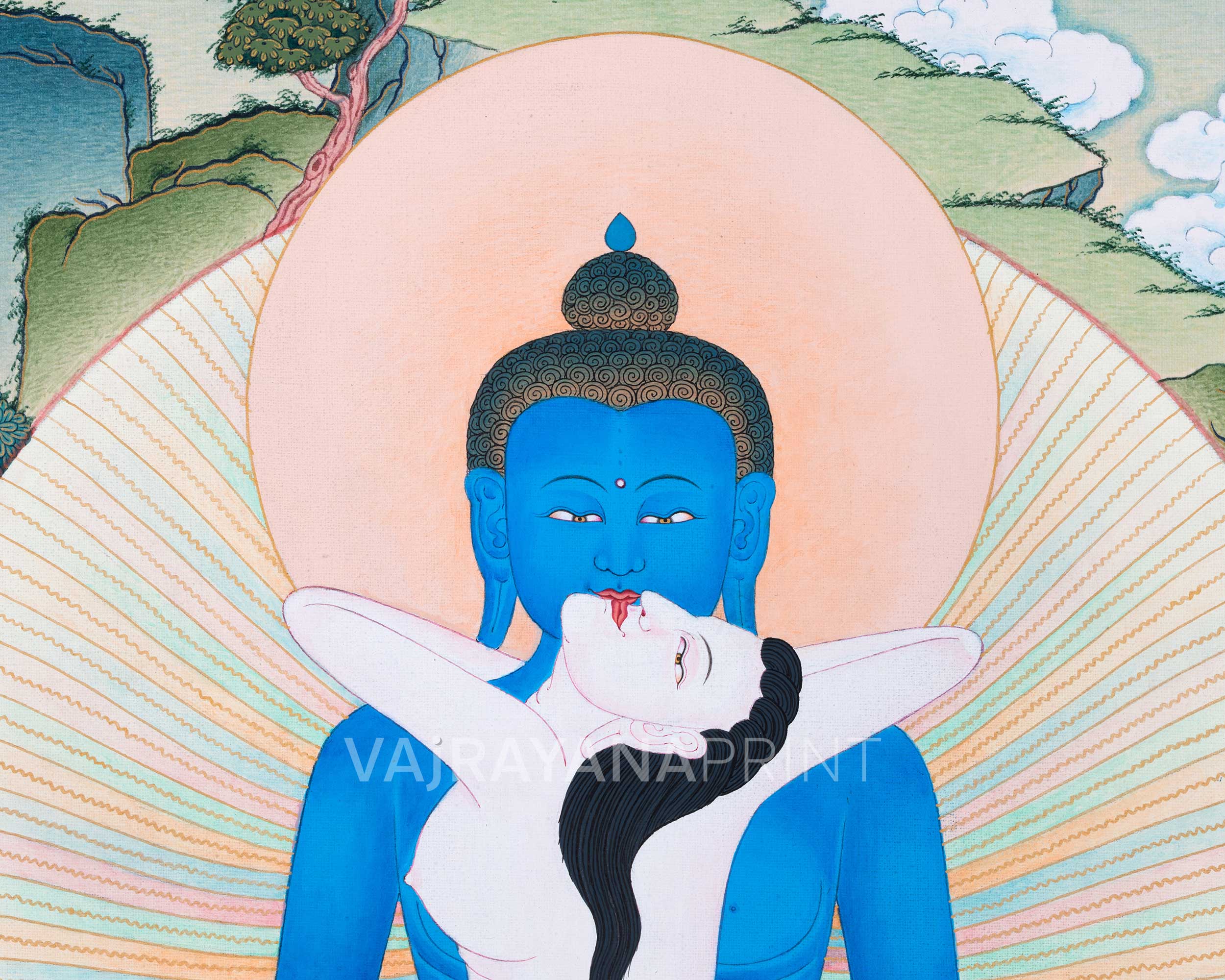 Samantabhadra Print with Consort Samantabhadri | Giclee Art of Wisdom & Compassion