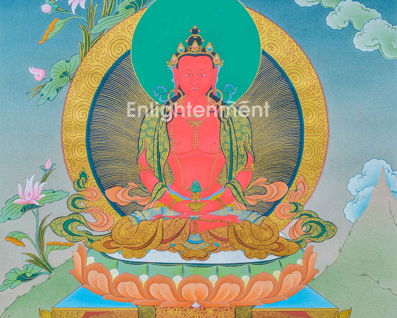 Amitayus Buddha Thangka | Traditional Art for Mindfulness | Meditation Aid