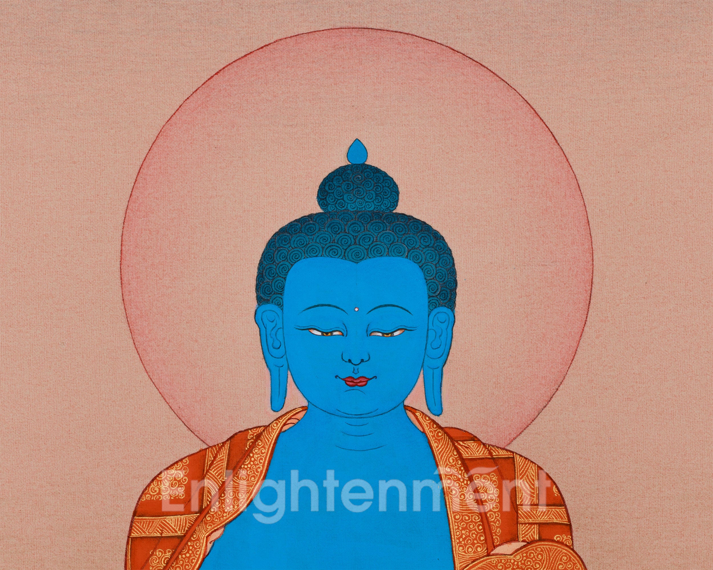 Healing Deity, Medicine Buddha Thangka | 24K Gold & Natural Stone Colors