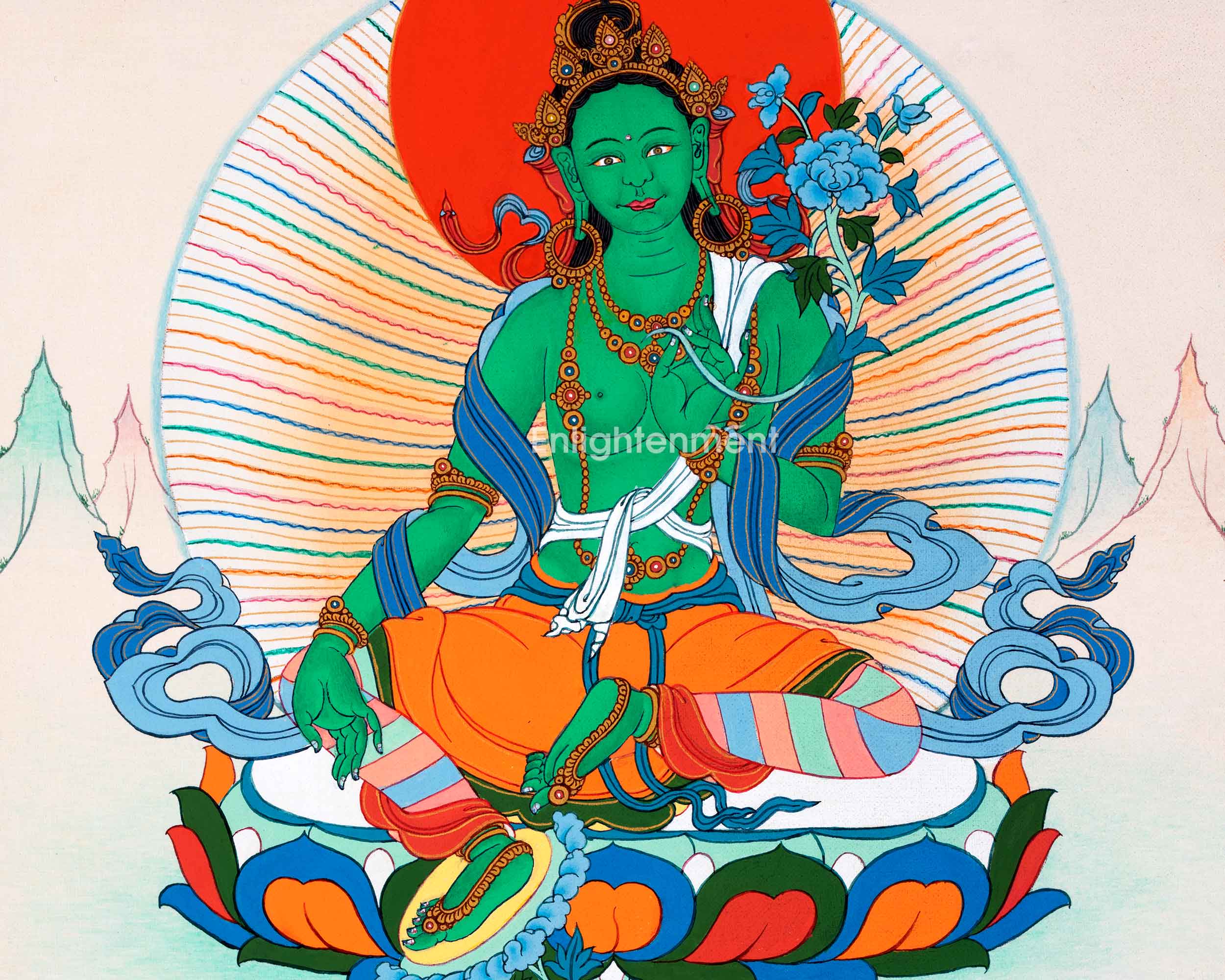Empower Your Spiritual Journey With Green Tara | Sacred Hanpainted Thangka