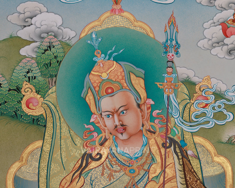 Spiritual Guru Padmasambhava Canvas Artwork | Traditional Tibetan Buddhist Thangka Print