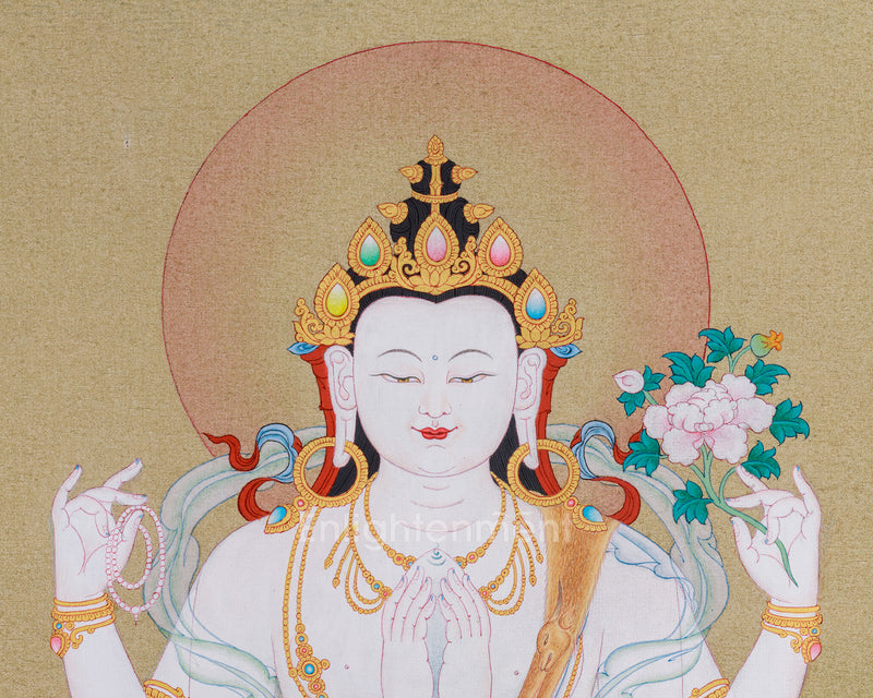 Lokesvara Chenrezig Thangka | Compassion and Wisdom in Divine Form