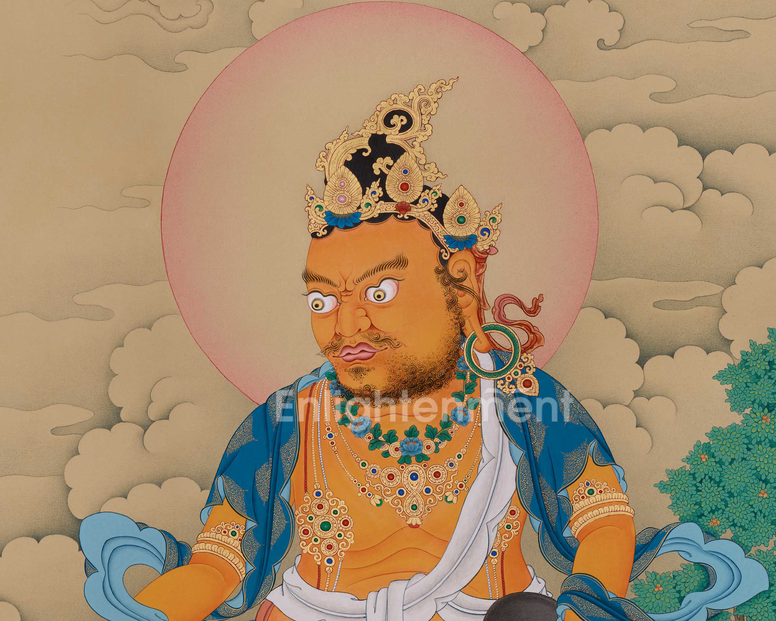 Vajrayana Abundance Deity Dzambhala Thangka | Tibetan Ratnasambhava Art