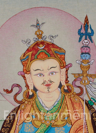 Lotus Born Buddha, Guru Rinpoche Thangka | Hand-Painted Padmasambhava Art