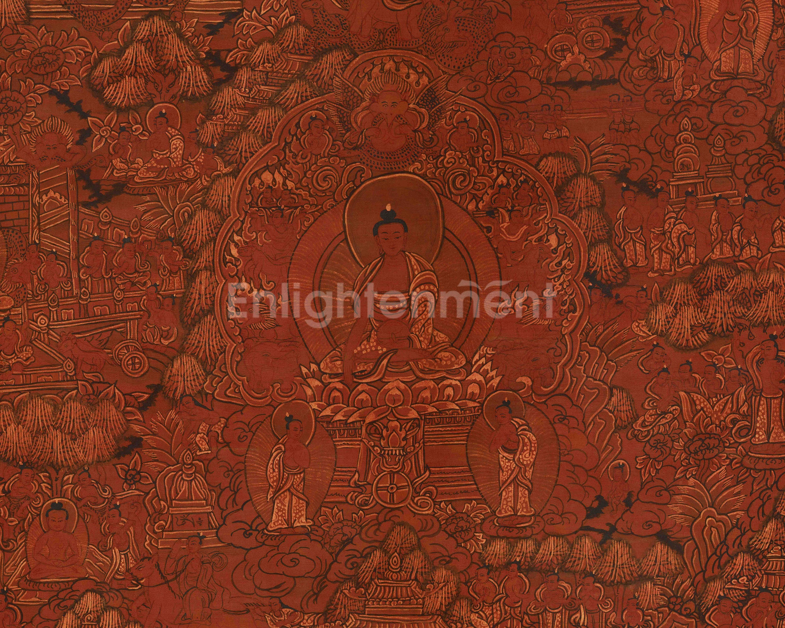 Buddha Life Story Tibetan Thangka | Shakyamuni Buddha’s Enlightened Path