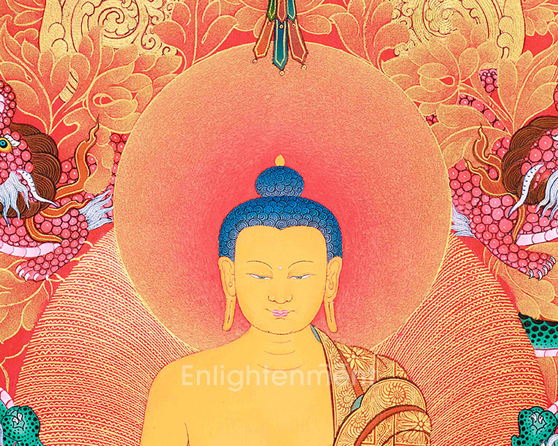 Gautama Siddhartha Buddha, 24K Gold Embellished Thangka | Sage of Shakyas