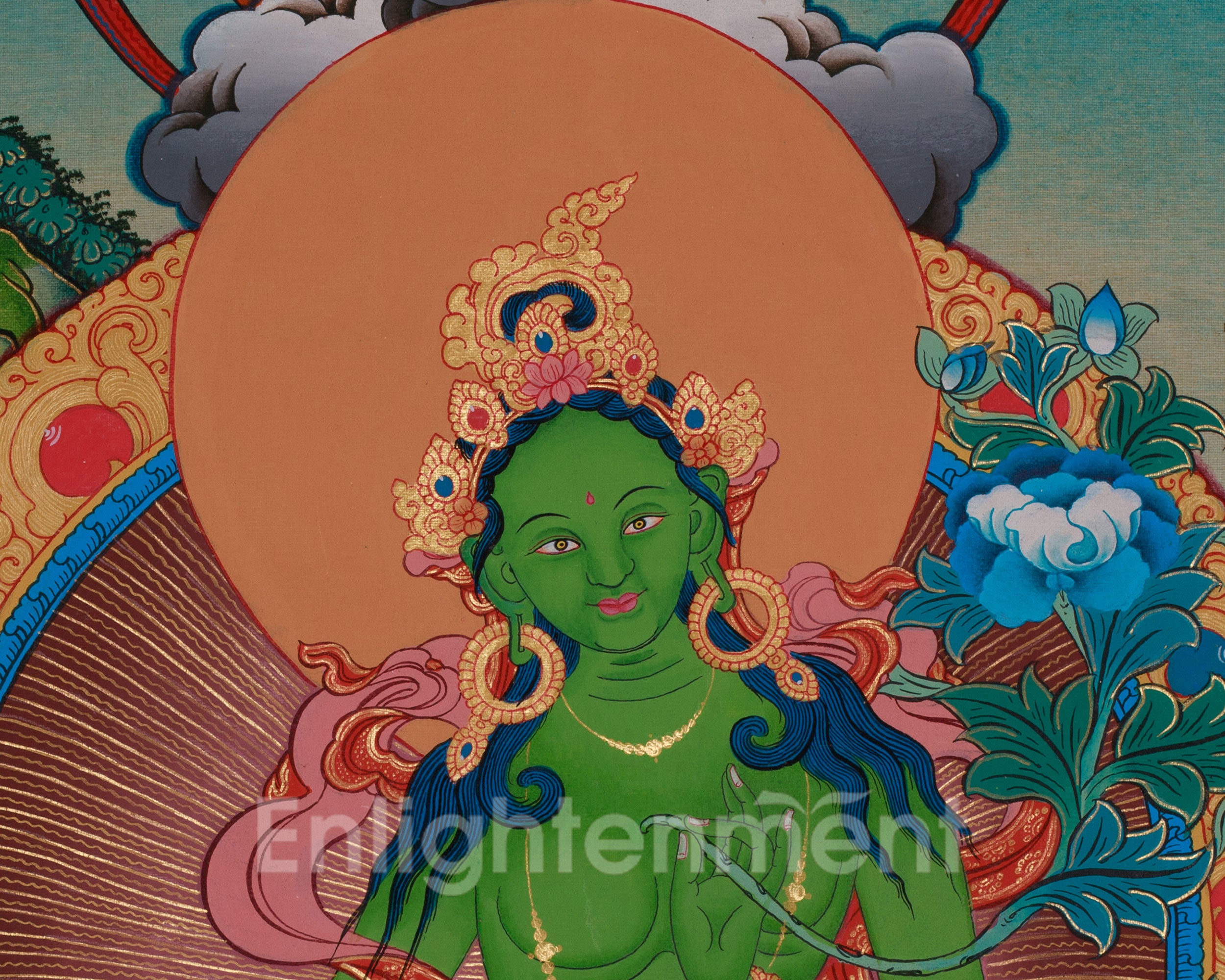 Tibetan Buddhist Green Tara Thangka | The Protector of Compassion and Wisdom