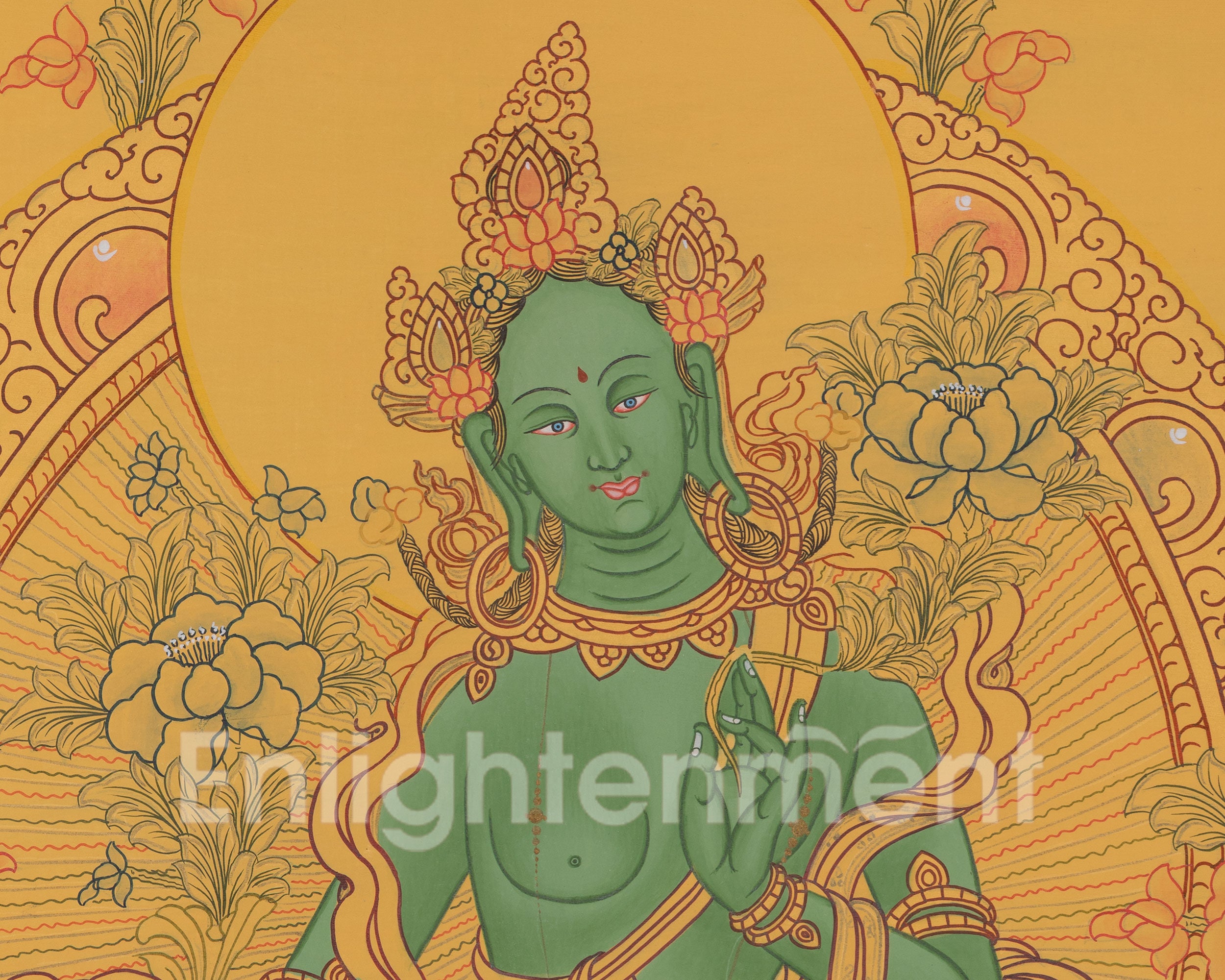 Mother of Liberation, Green Tara Thangka | Female Buddhist Deity