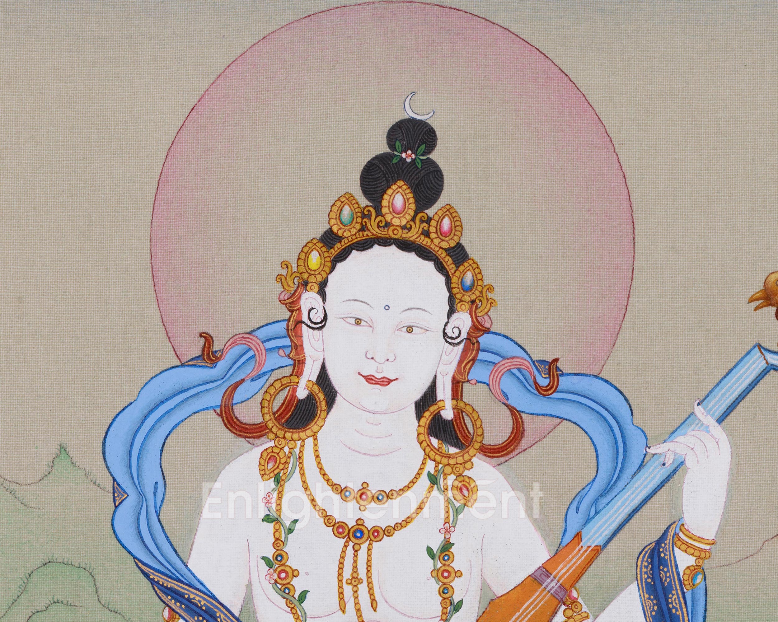Devi Saraswati Thangka | A Sacred Representation of the Goddess of Wisdom and Creativity
