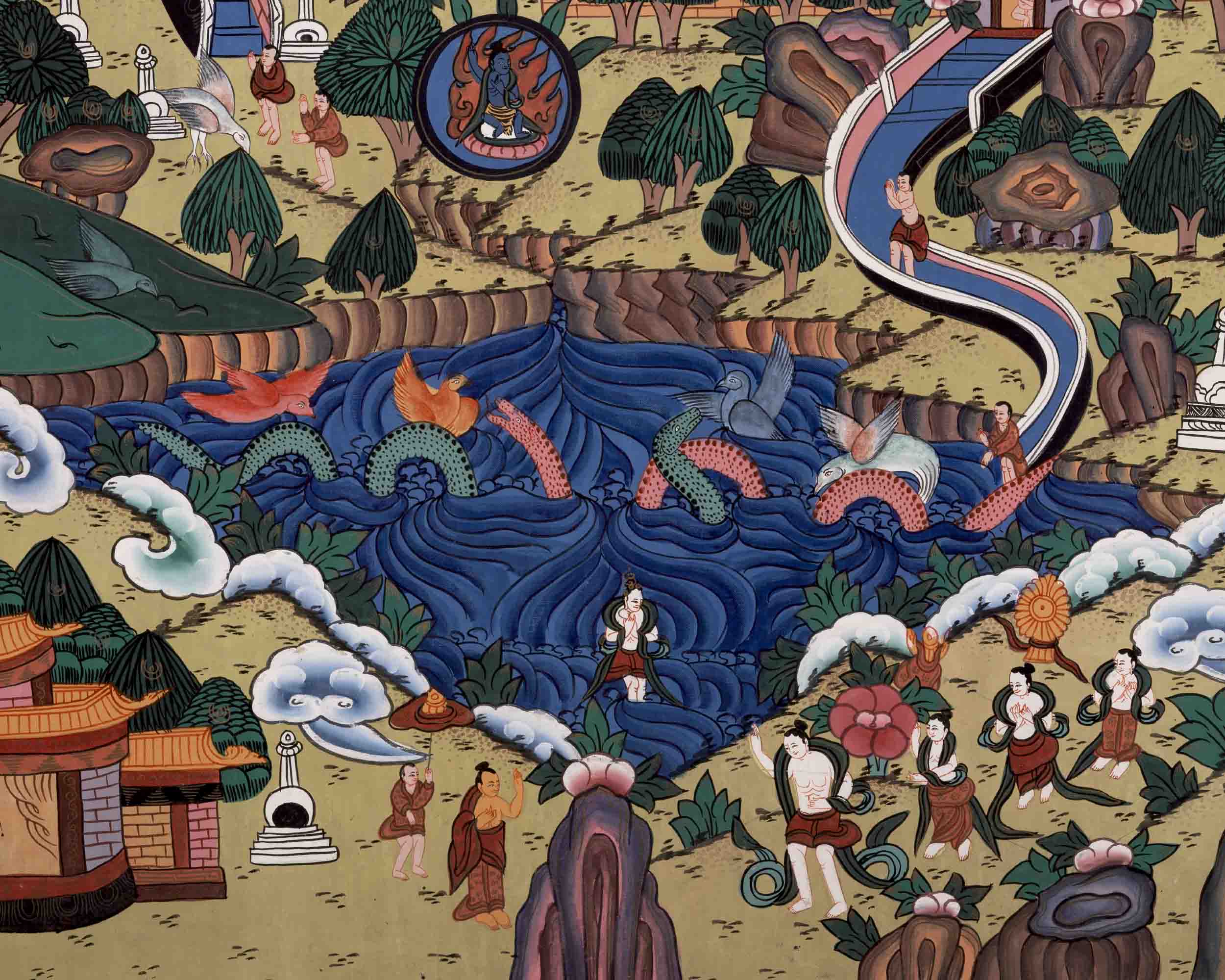 Maha Manjushri Thangka | History of Swayambhu & Kathmandu Valley | Meditation Art