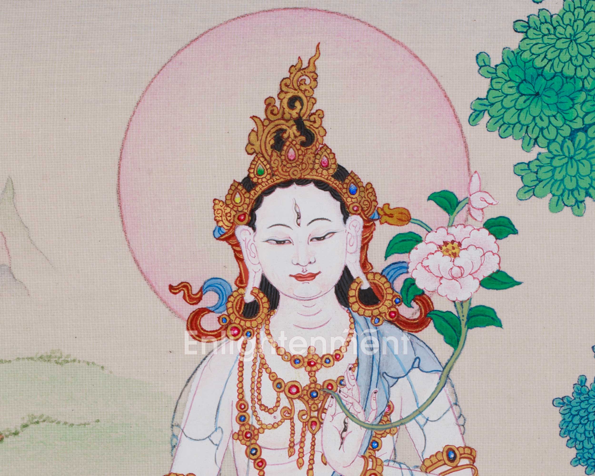 Peaceful Sita Tara Thangka | Compassion, Healing & Longevity Deity