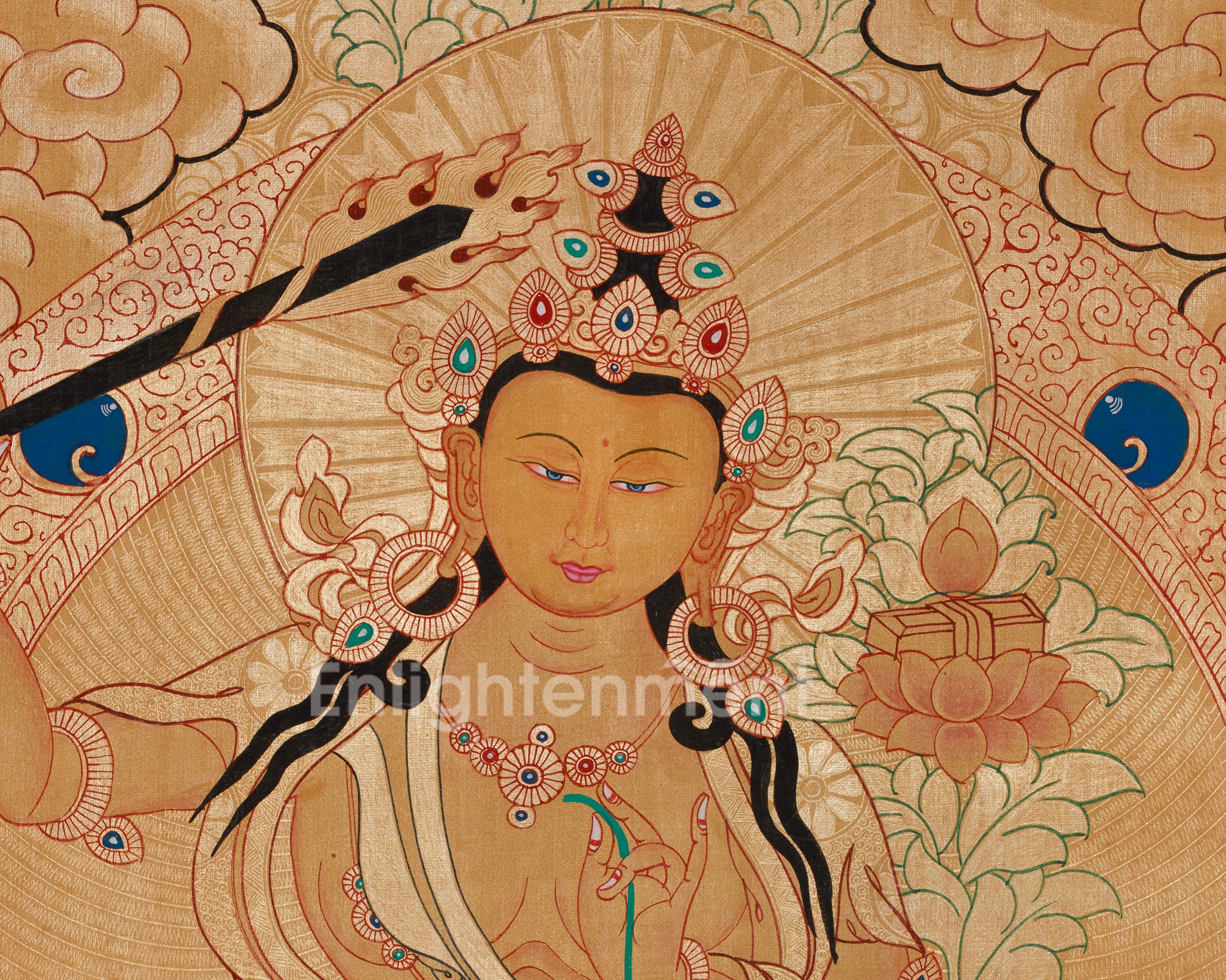 Buddhist Deity Manjushri Thangka | Wisdom Sword Protector