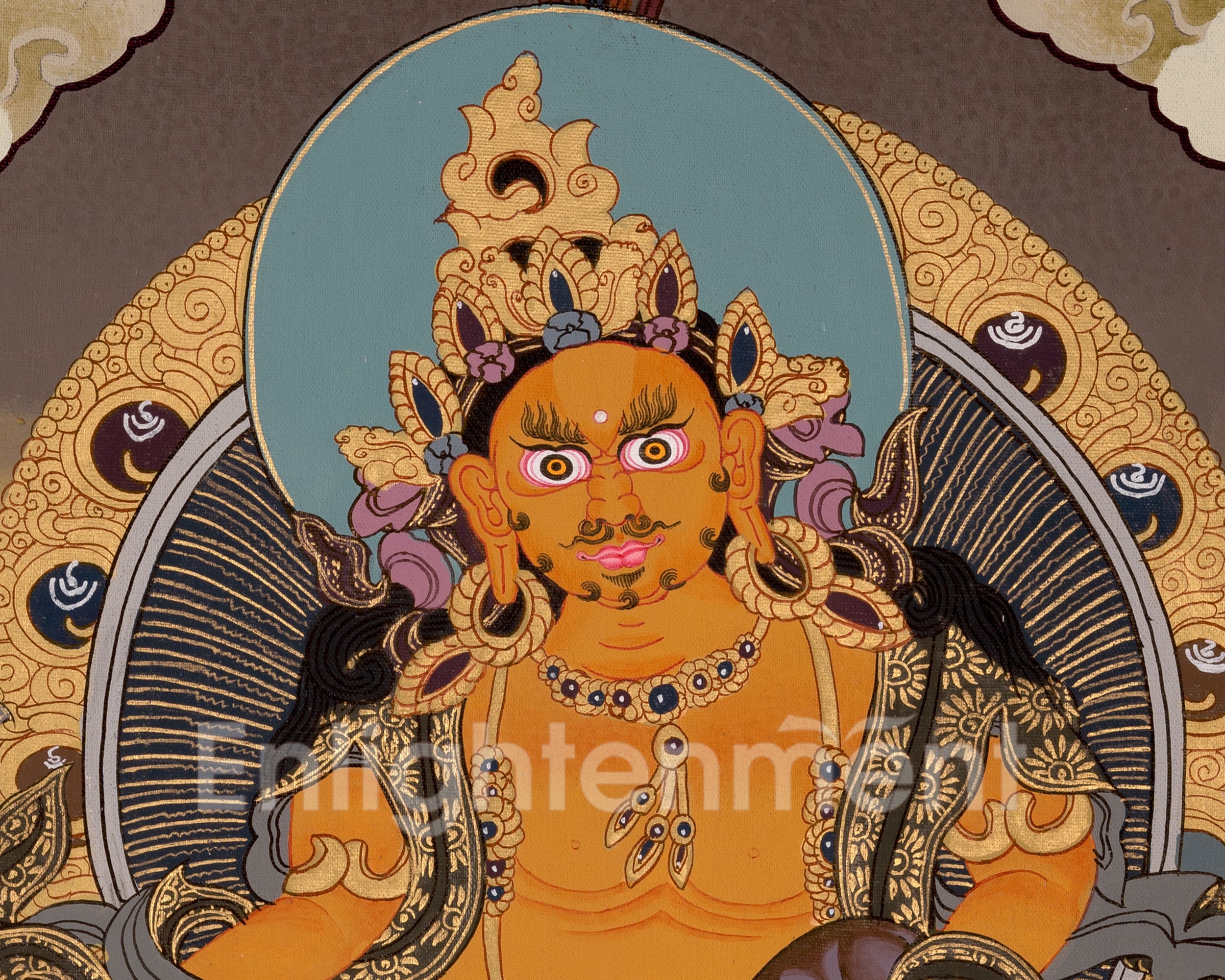 Yellow Dzambhala Painting | Tibetan Art of the God of Wealth and Prosperity