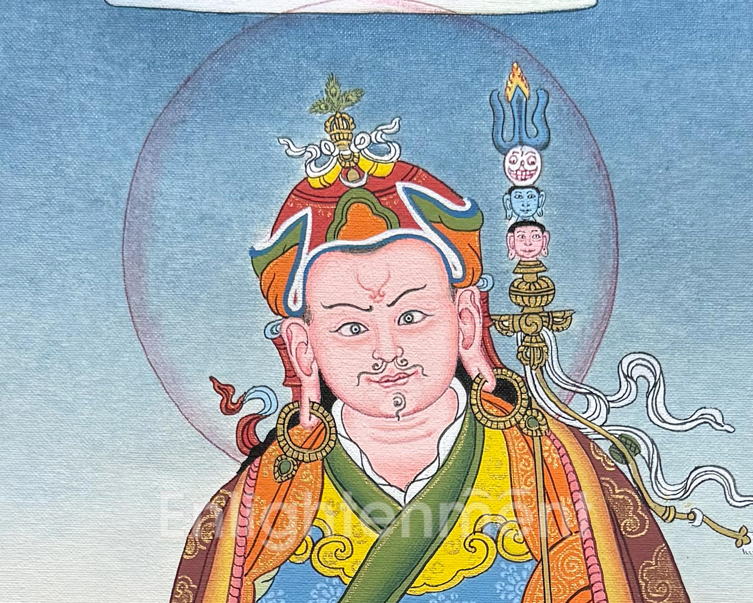 Guru Rinpoche Thangka With Brocade |  Embodiment of Profound Wisdom