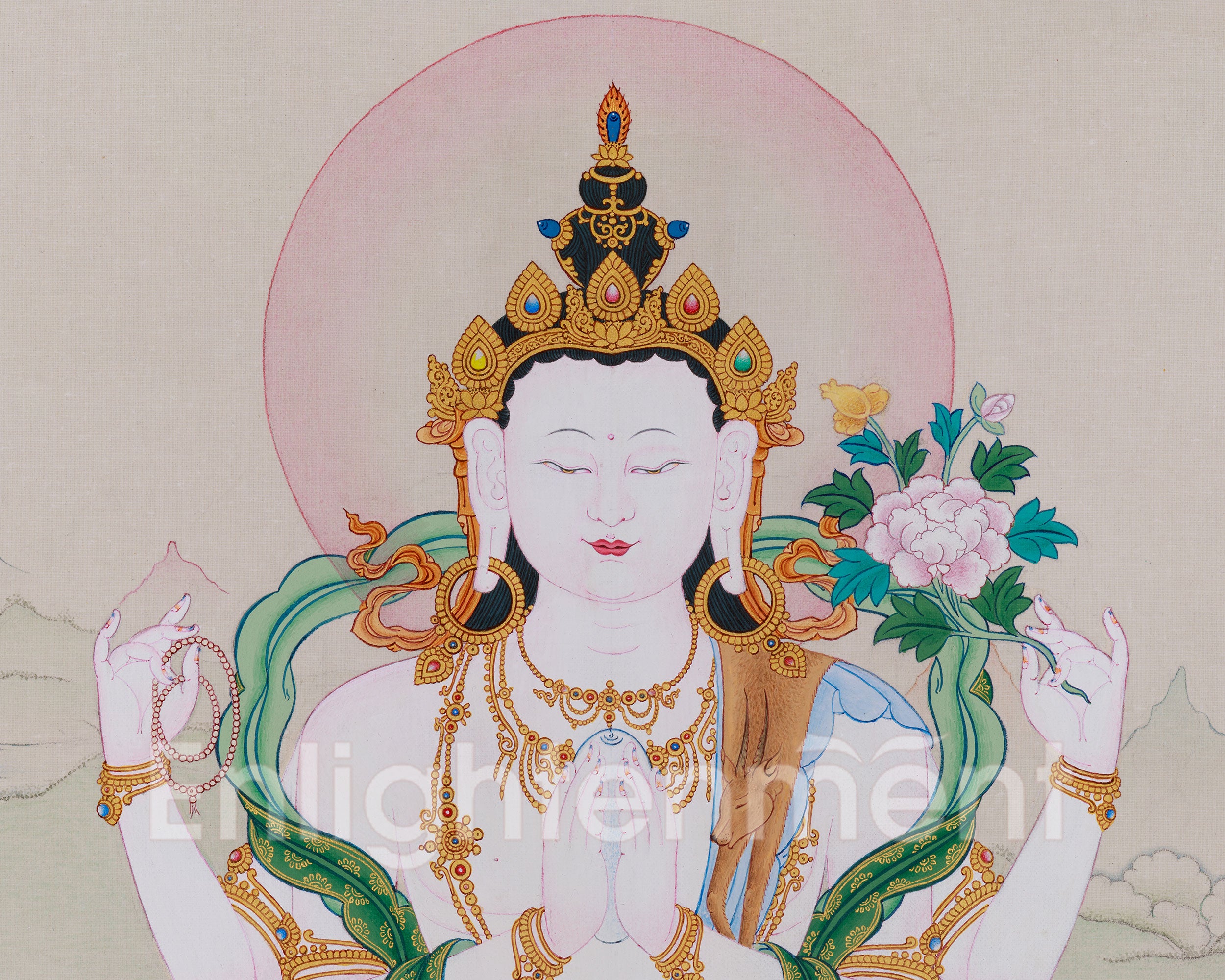 Authentic Tibetan Thangka of Chenrezig | Symbol of Loving-Kindness and Awakening