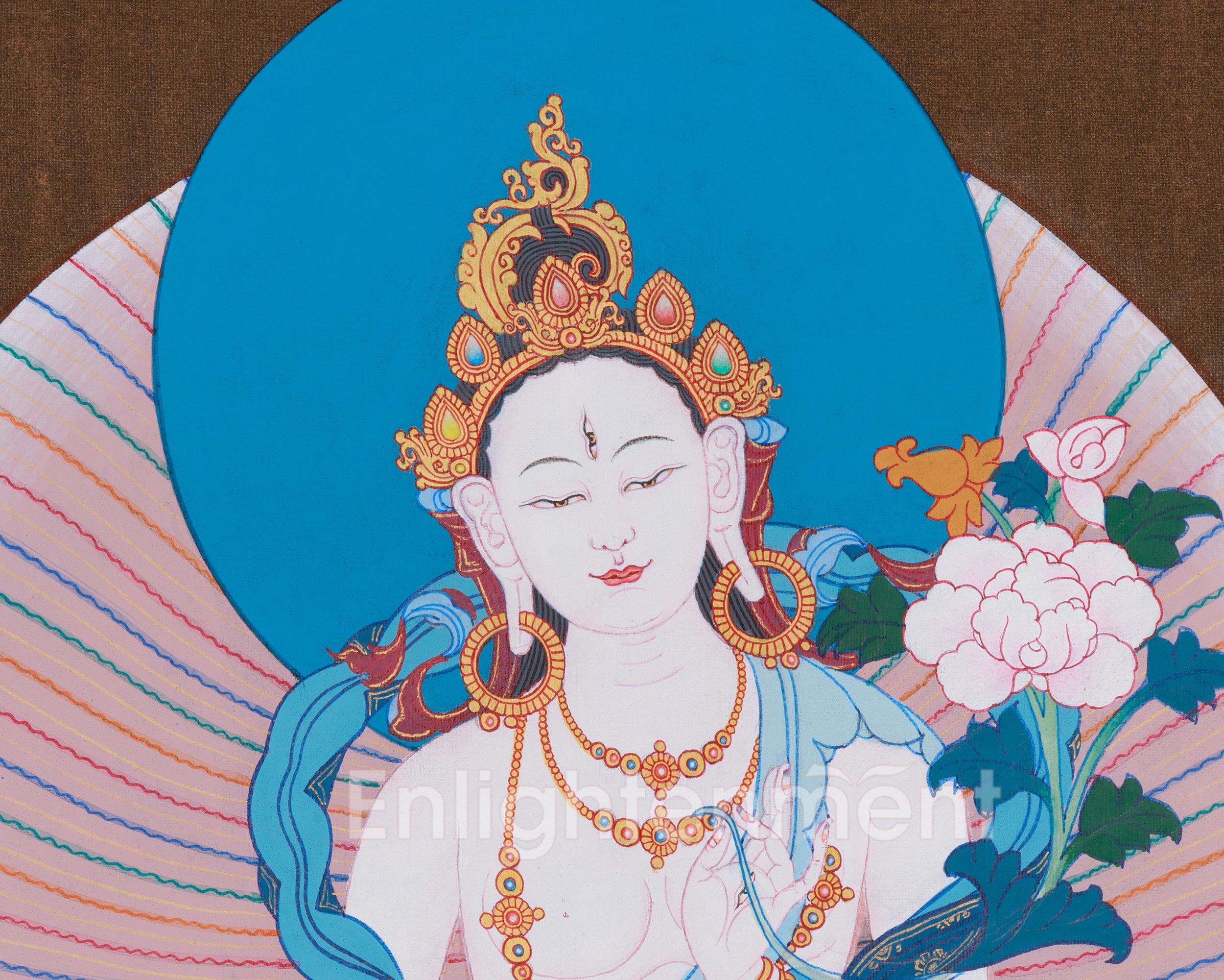 Three Long Life Deities Thangka: White Tara, Amitayus Buddha and Namgyalma