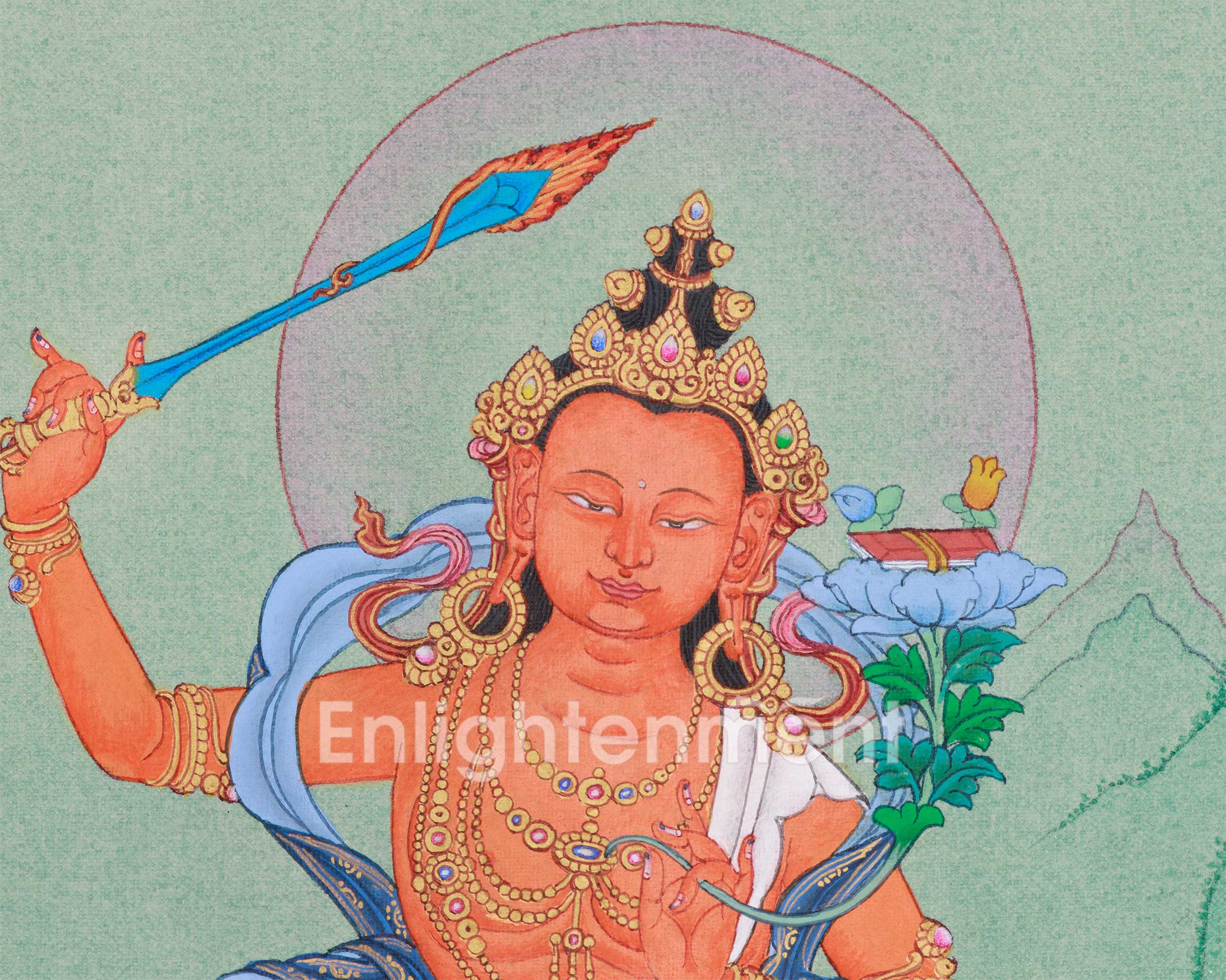 Sacred Manjushri Wisdom Artwork | Tibetan Bodhisattva of Clarity