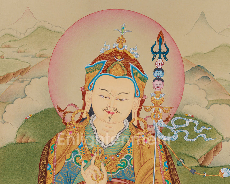 Enlightened Guru Tsokye Dorje Thangka | Peaceful Padmasambhava