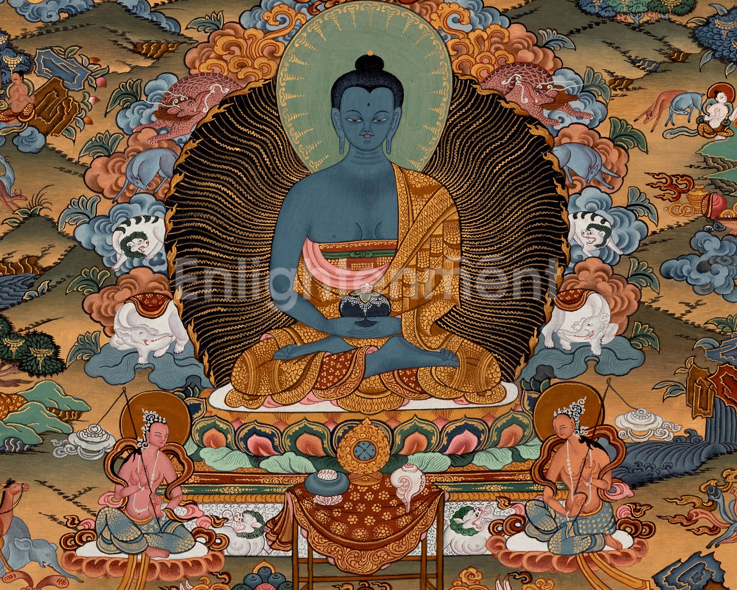 Vintage Life of Buddha Thangka | The Journey of Siddhartha to Nirvana