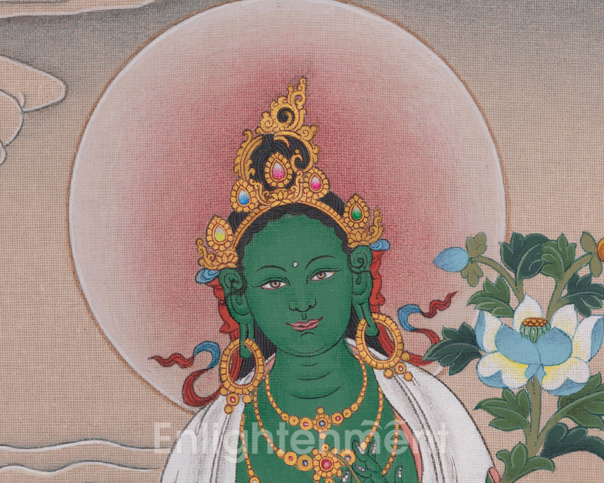 Green Tara Himalayan Thangka | Mother of Liberation | Swift Protection