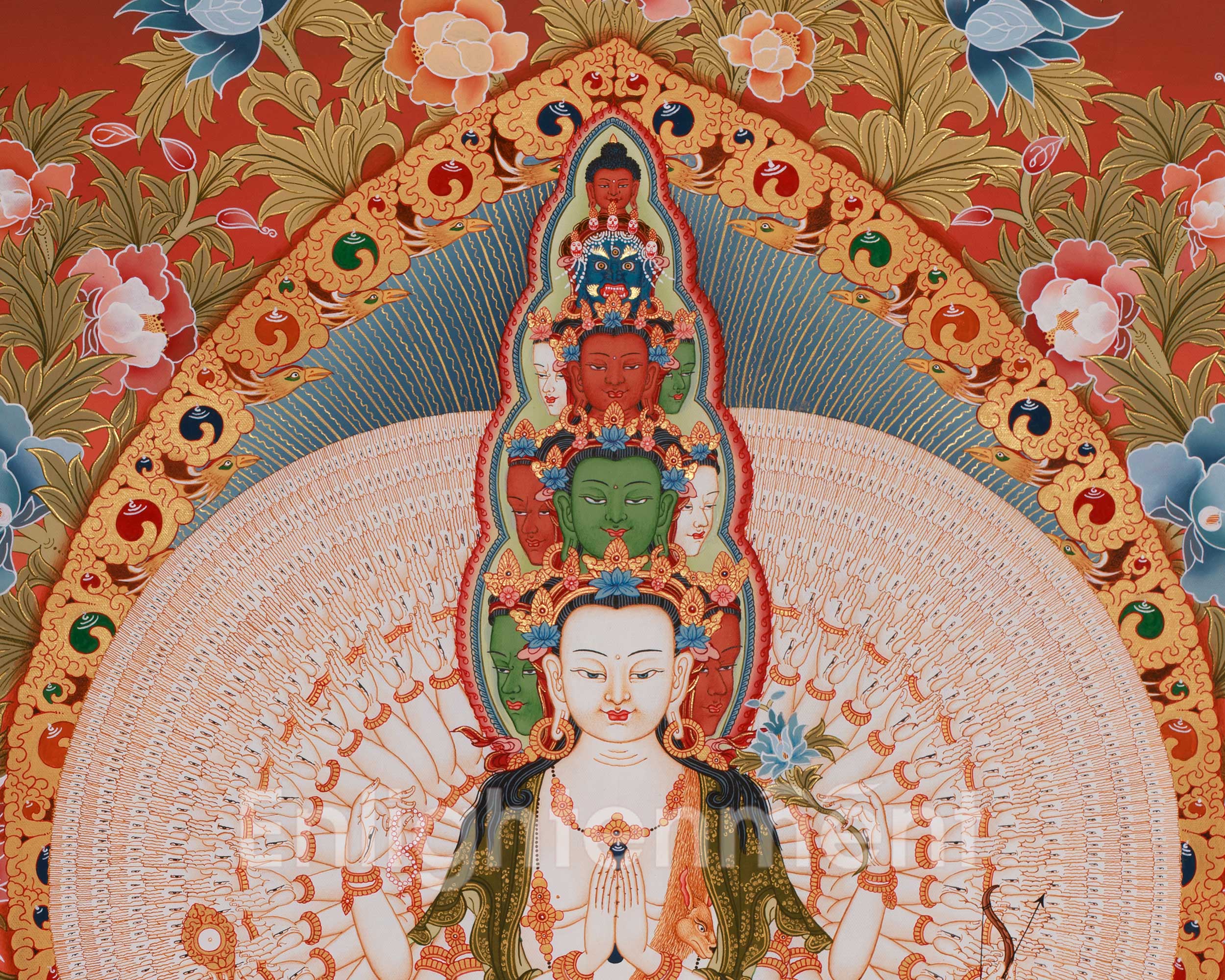 Compassion Buddha of 1000 Hands, Avalokiteshvara Thangka | Compassion & Divine Protection