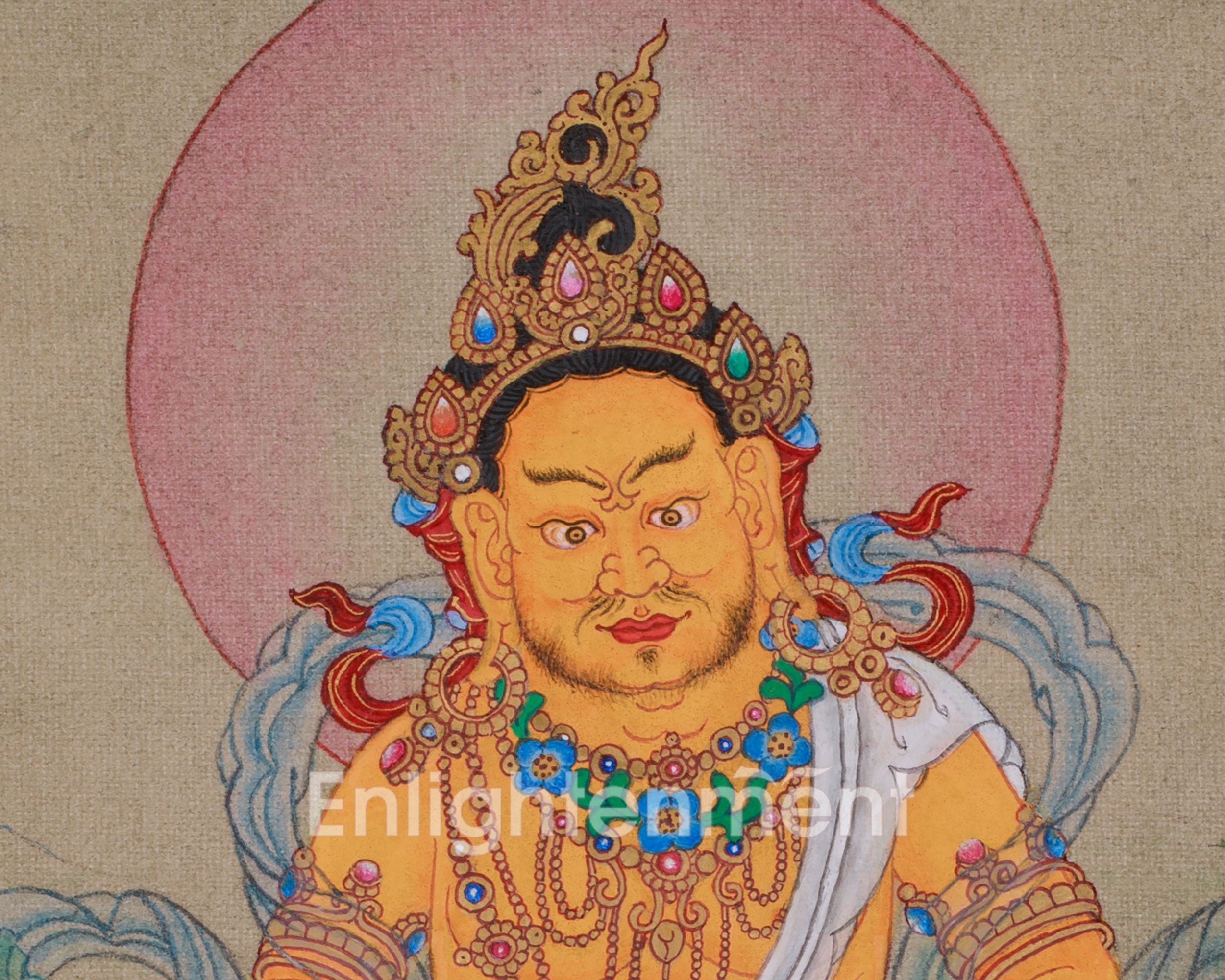Original Thangka of Yellow Dzambhala | Buddha of Wealth and Prosperity