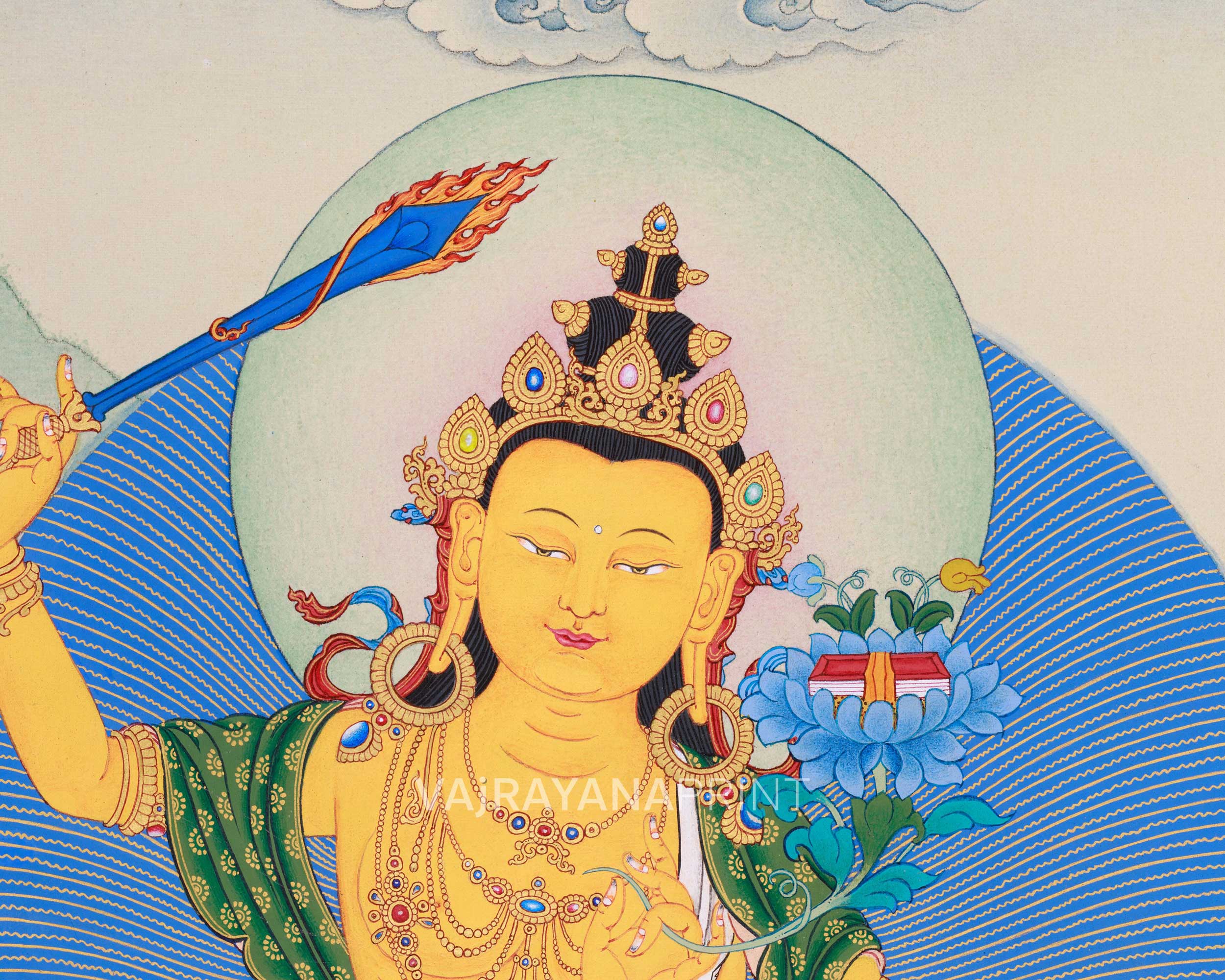 Bodhisattva Manjushree Thangka Print | Bodhisattva of Wisdom | Wall Decors