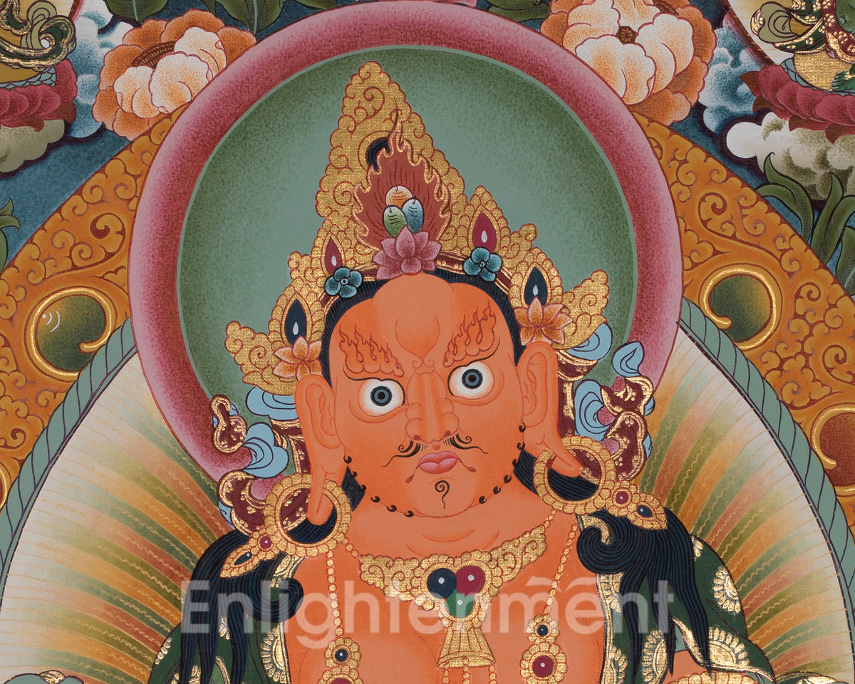Dzambala Kubera Thangka Art | Divine Wealth and Prosperity | Home with Wealth and Good Fortune |