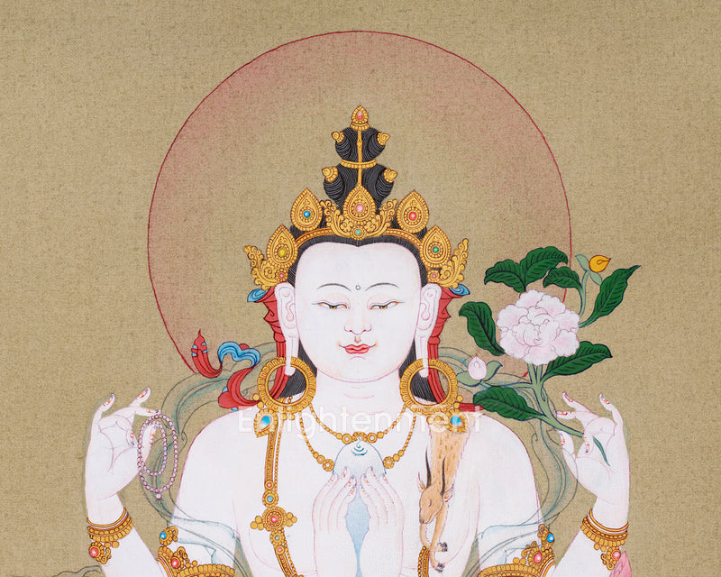 Avalokiteshvara Chenresig Thangka  | Hand-painted Thangka on Cotton Canvas