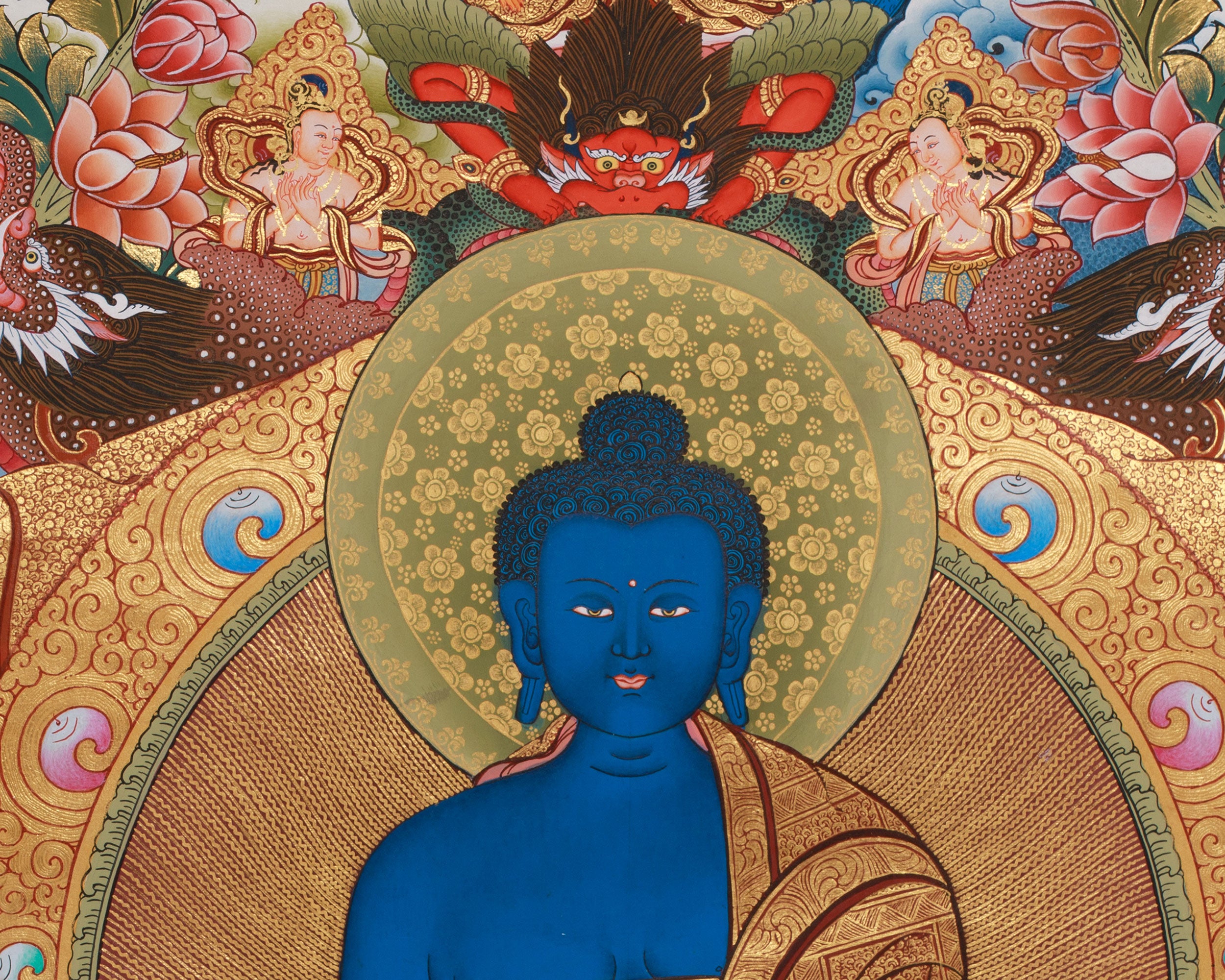 Assembly of 8 Medicine Buddhas | Tibetan Bhaisajyaguru Large Thangka Painting