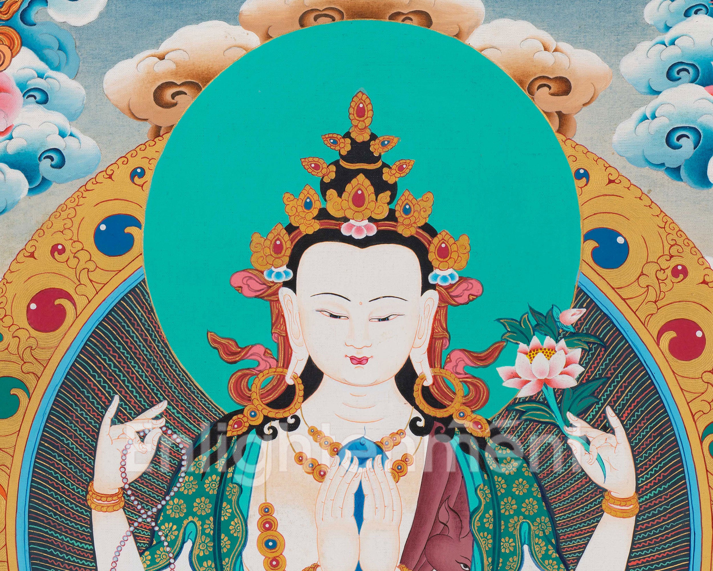 Divine Chenrezig Buddha Artwork | Sacred Thangka of Loving-Kindness and Protection