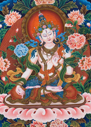 Newari Style White Tara Print | Traditional Artwork of Newari Wall Hanging