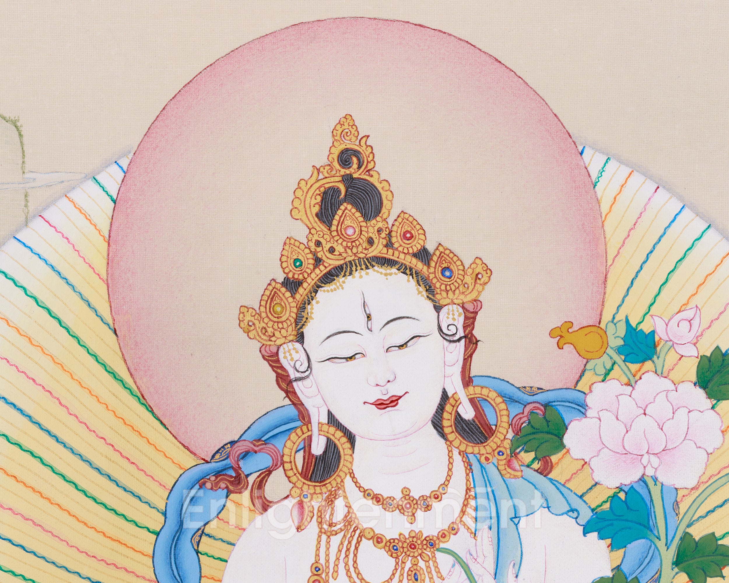 Thangka of Long-Life Deities: White Tara, Amitayus Buddha, and Namgyalma | Symbols of Protection