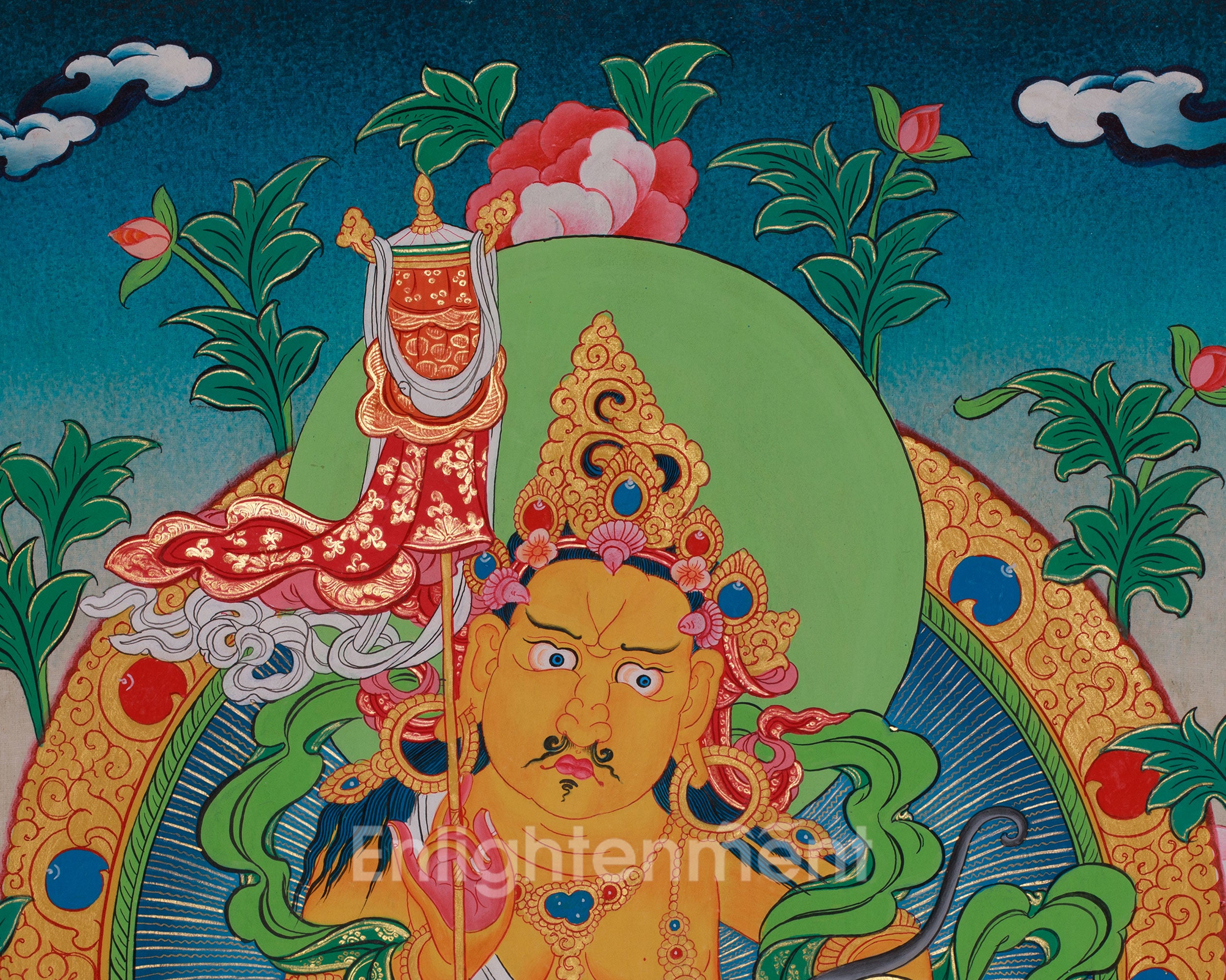Original Hand Painted Namtoshe Thangka | Wealth Deity Vaishravana