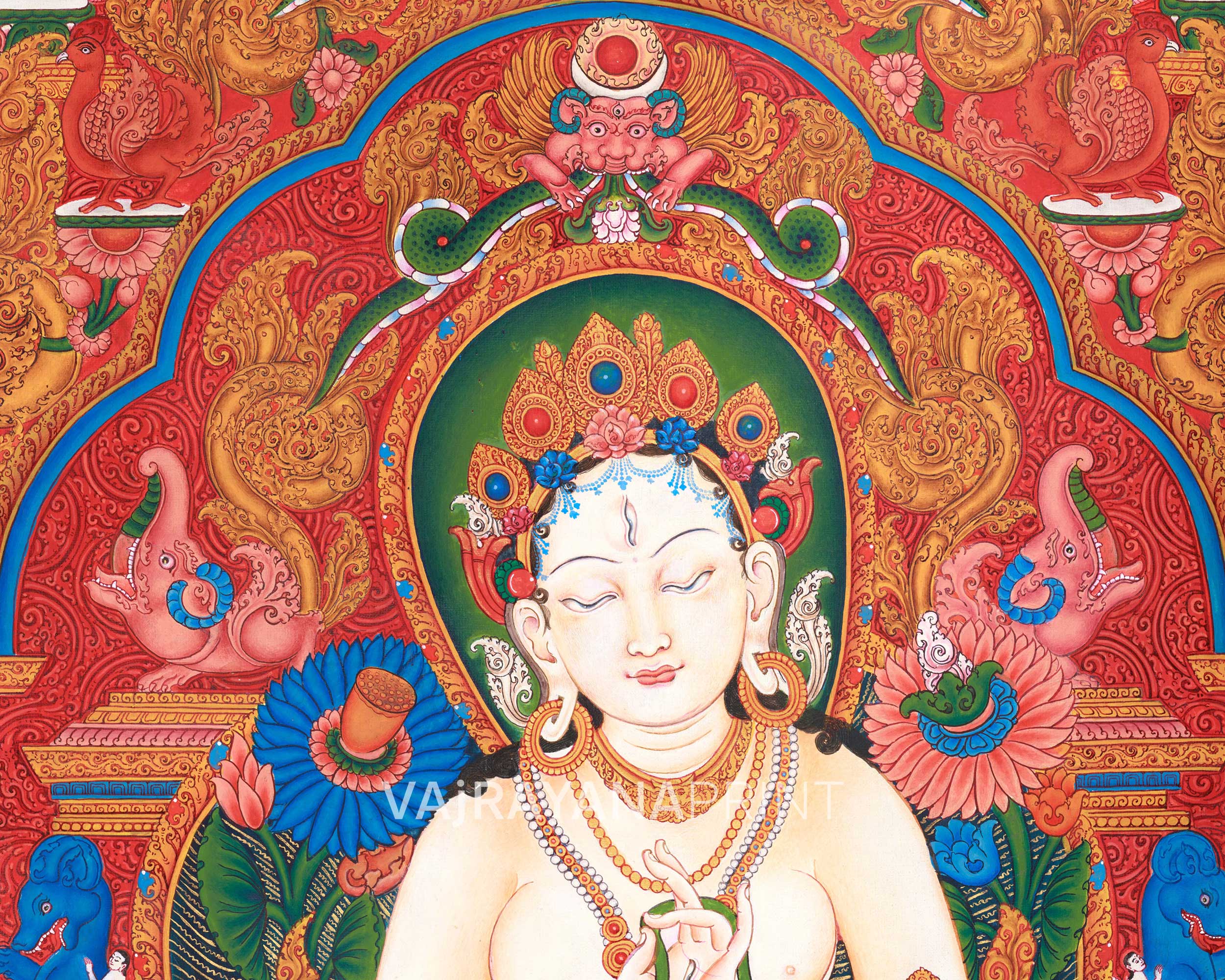 Tara's Radiant Duality: Green Tara and White Tara - Traditional Newari Buddhist Art