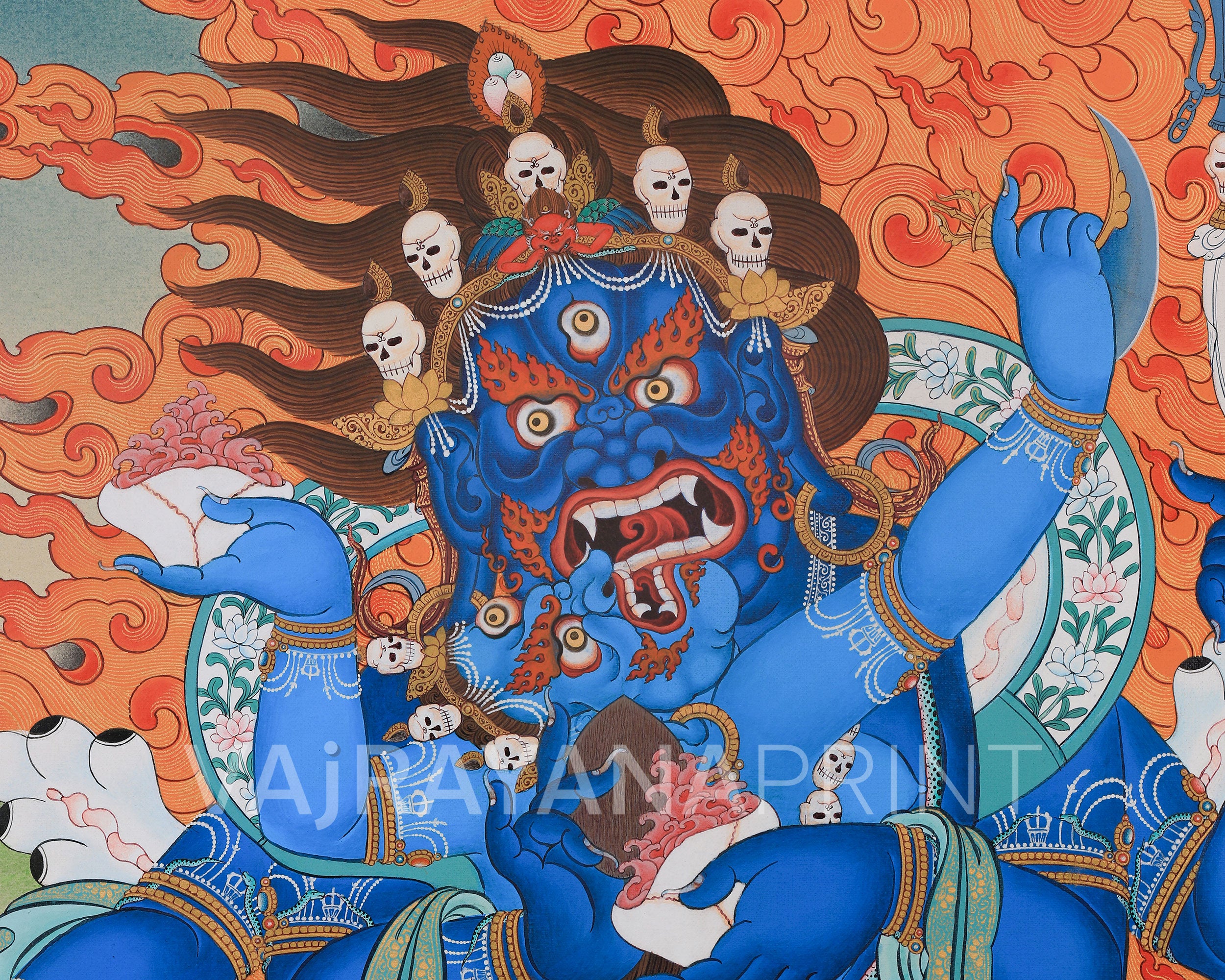 Four-Armed Mahakala with Consort Canvas Print | Powerful Wrathful Dharmapala