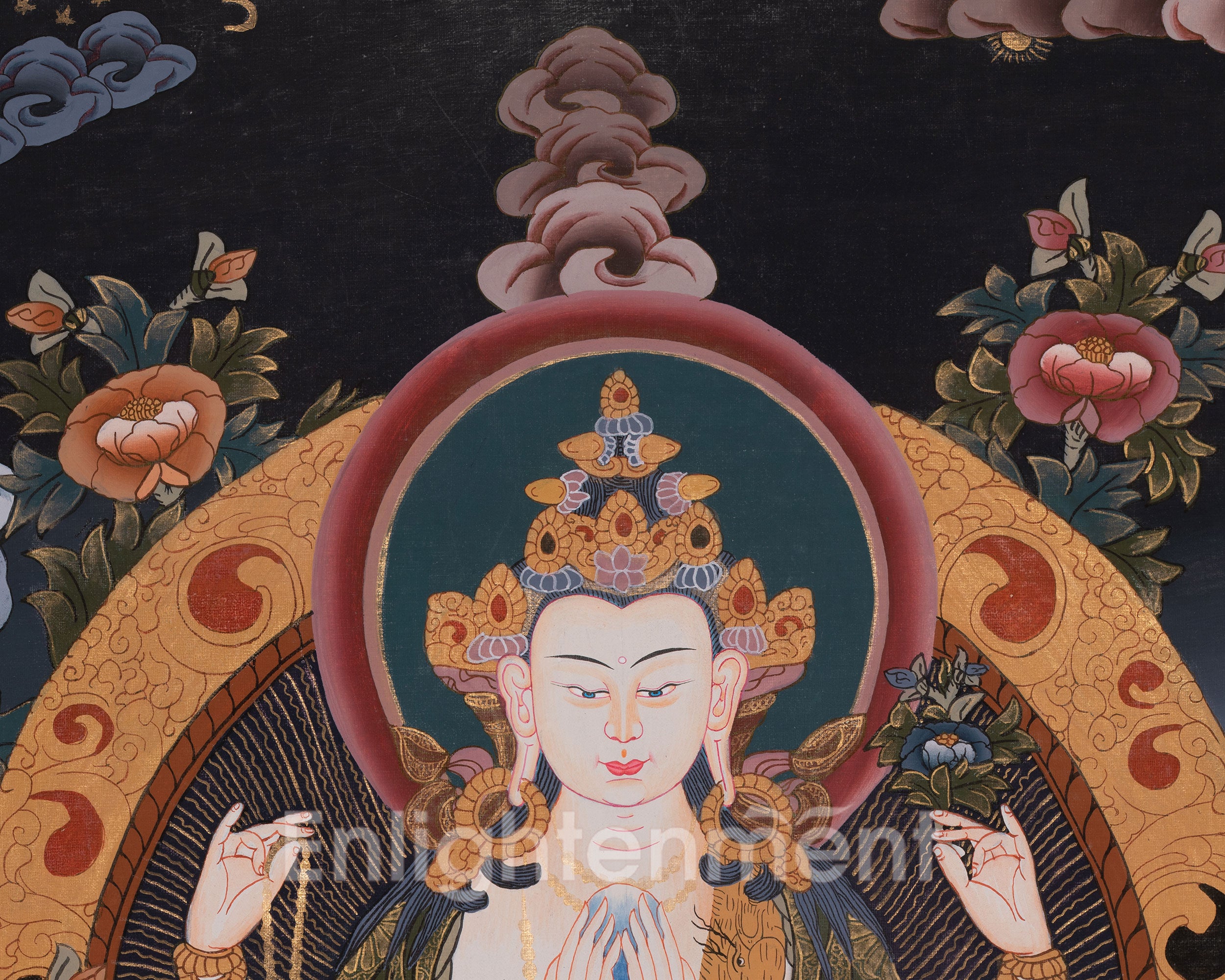 Original Hand painted Chengrezig Tibetan Thangka | Avalokiteshvara Painting