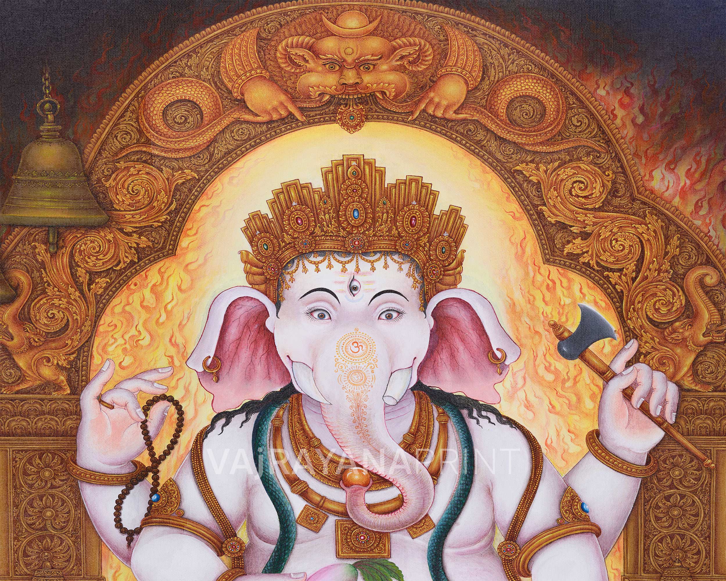 Paubha Style Ganesh Art Print | Remover of Obstacles and Bringer of Good Fortune