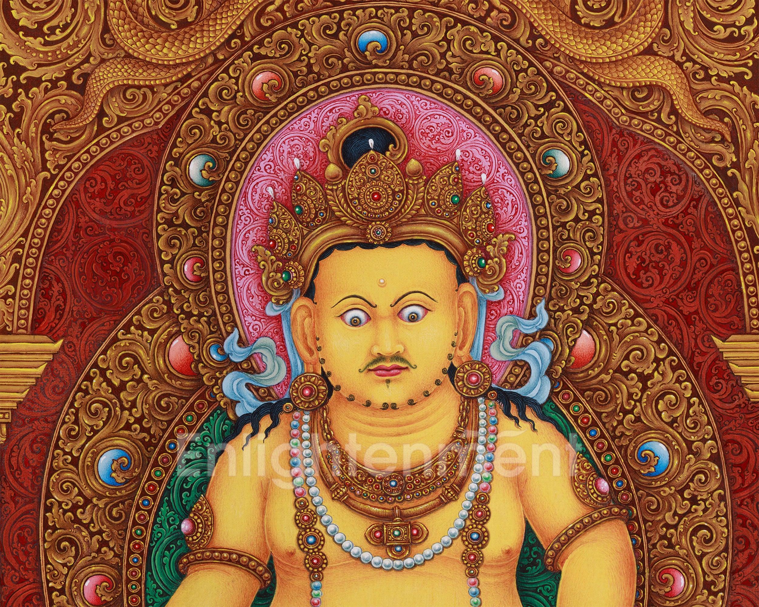 Dzambhala, Deity of Prosperity and Fortune | Radiant Paubha Art for Abundance