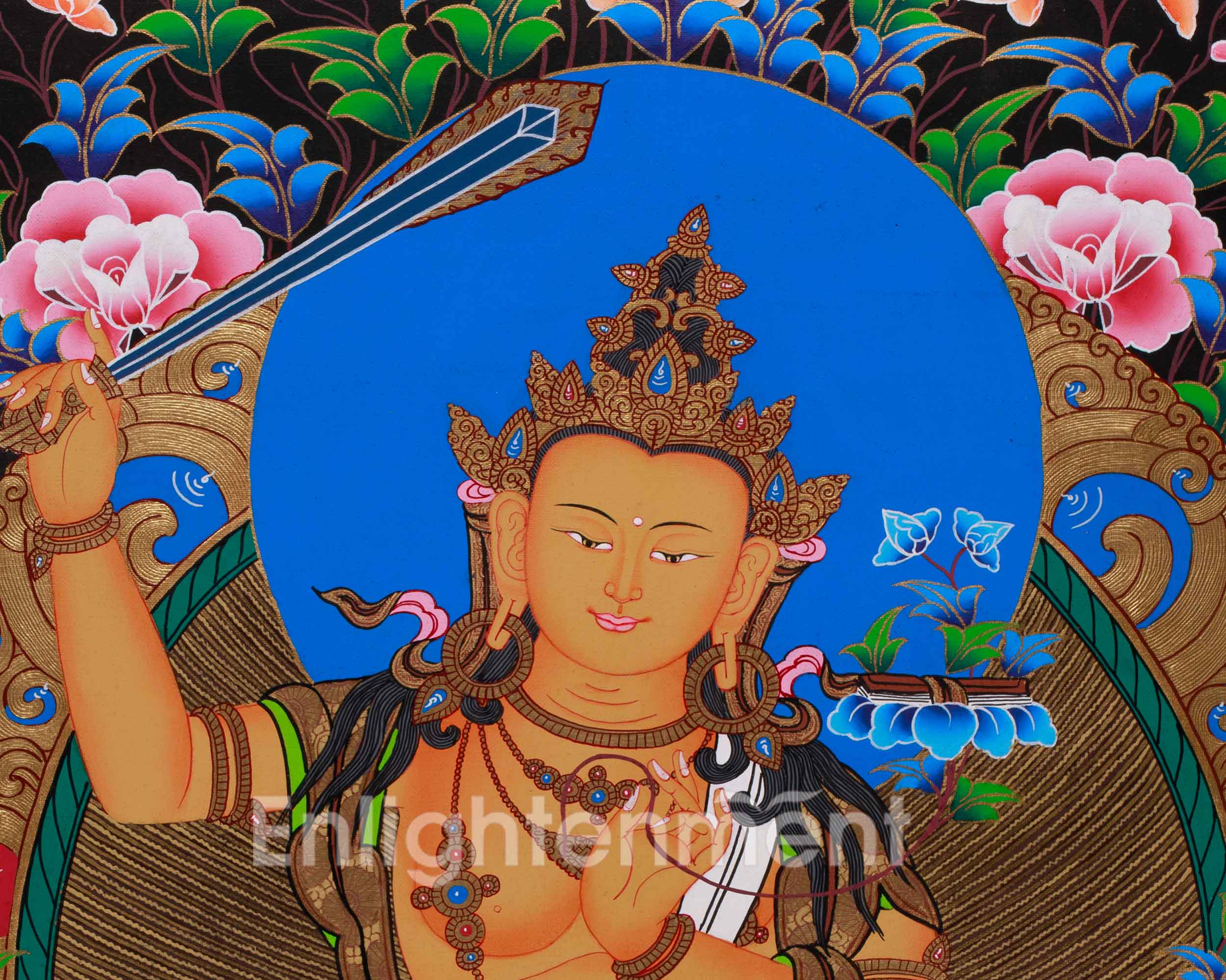 Thangka Of Manjushri | The Bodhisattva of Wisdom in Radiant Detail