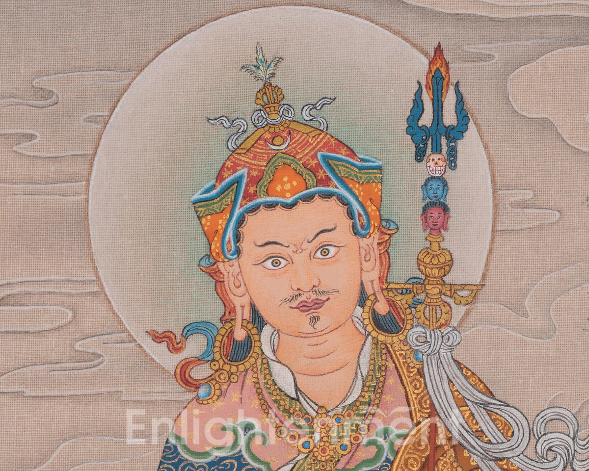 Spiritual Guru Rinpoche Thangka Painting | Padmasambhava Artwork | Wisdom Deity