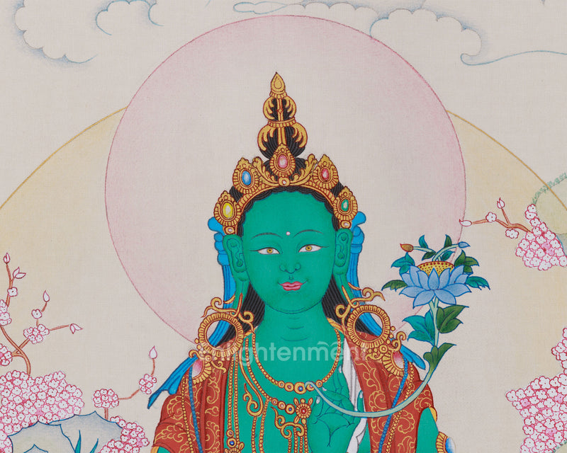 Goddess Jetsun Drolma (Green Tara) Thangka | Unique Tibetan Artistry of Supreme Mother