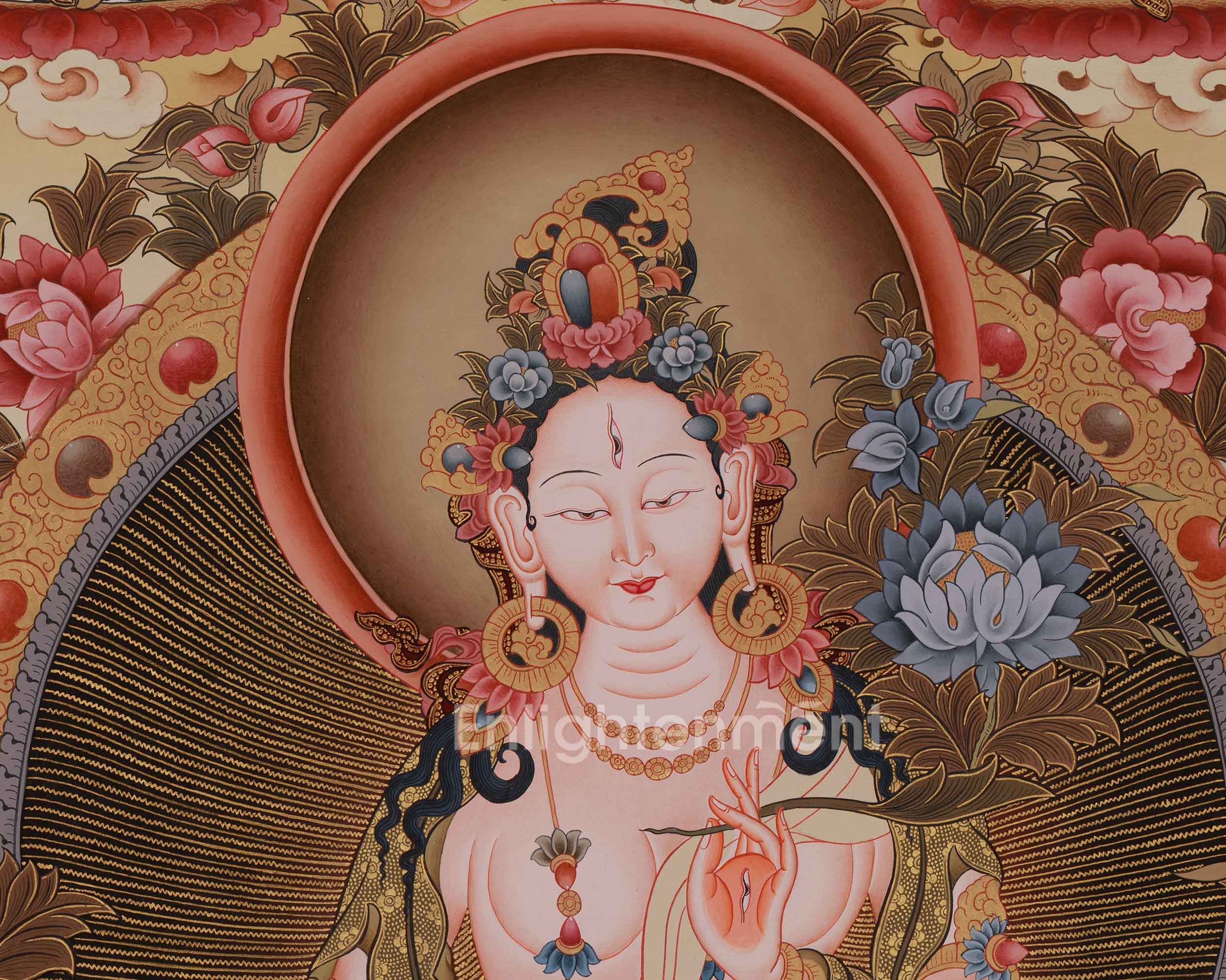 White Tara Goddess of Healing Painting | The Divine Mother of Compassion and Spiritual Blessings