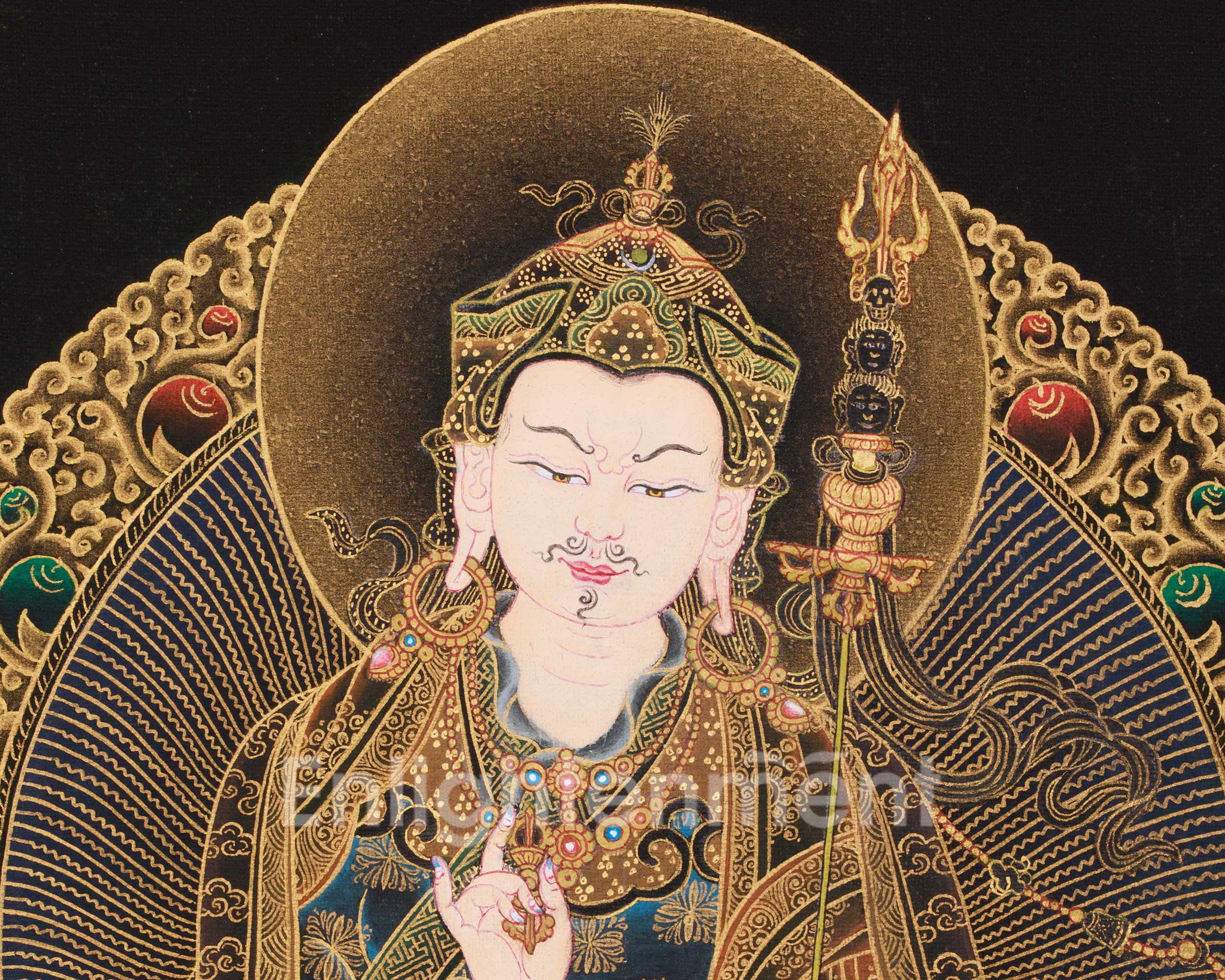 The Lotus-Born Guru Rinpoche | Peaceful Guru Padmasambhava Thangka