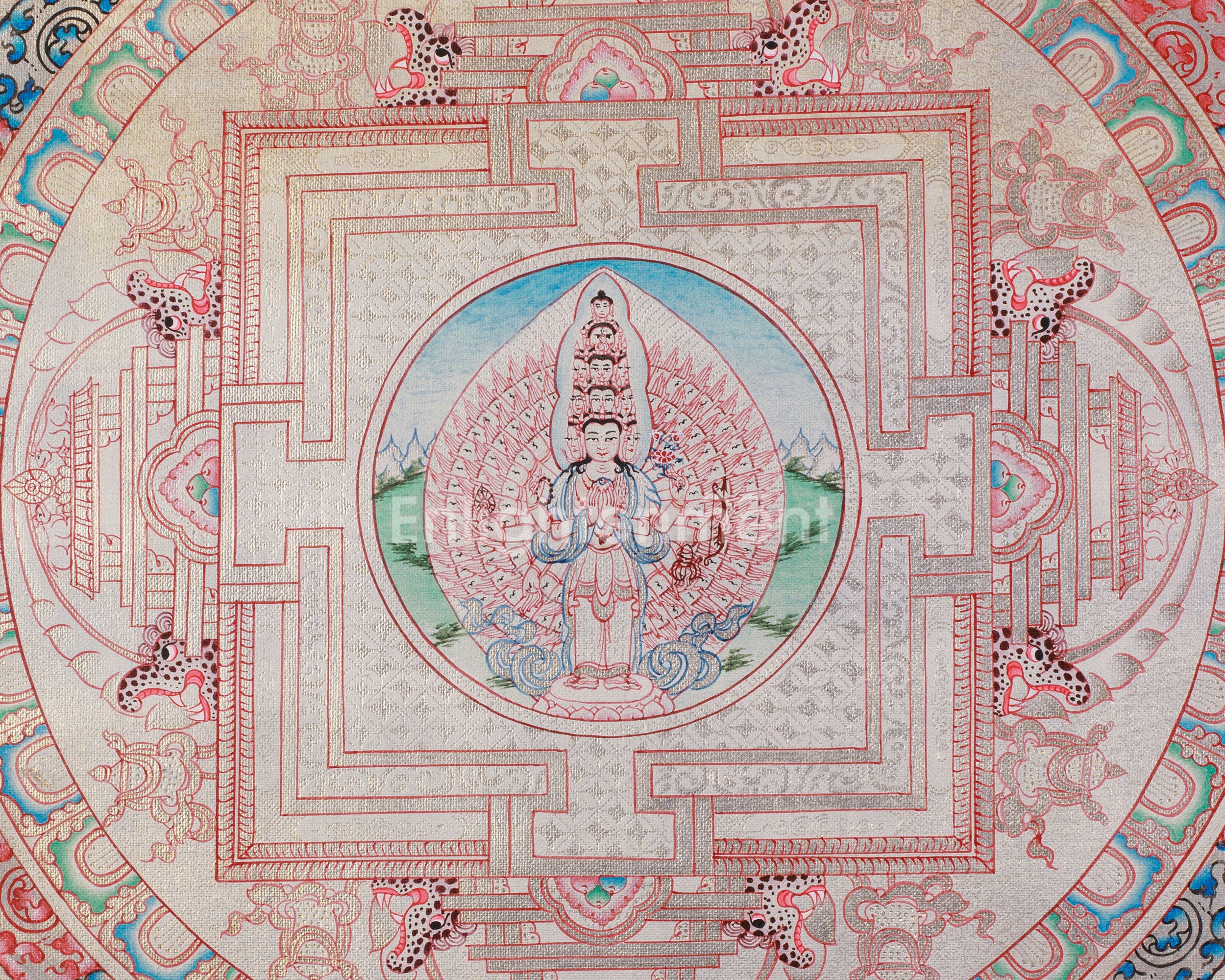 Traditional 1000 Armed Chenrezig Mandala |  Avalokiteshvara Art