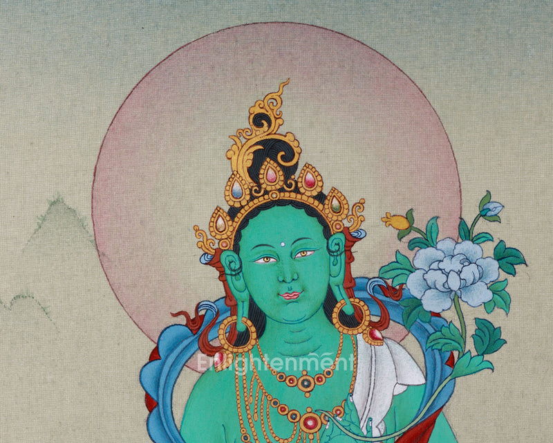 Elegant Green Tara Figure | Female Bodhisattva