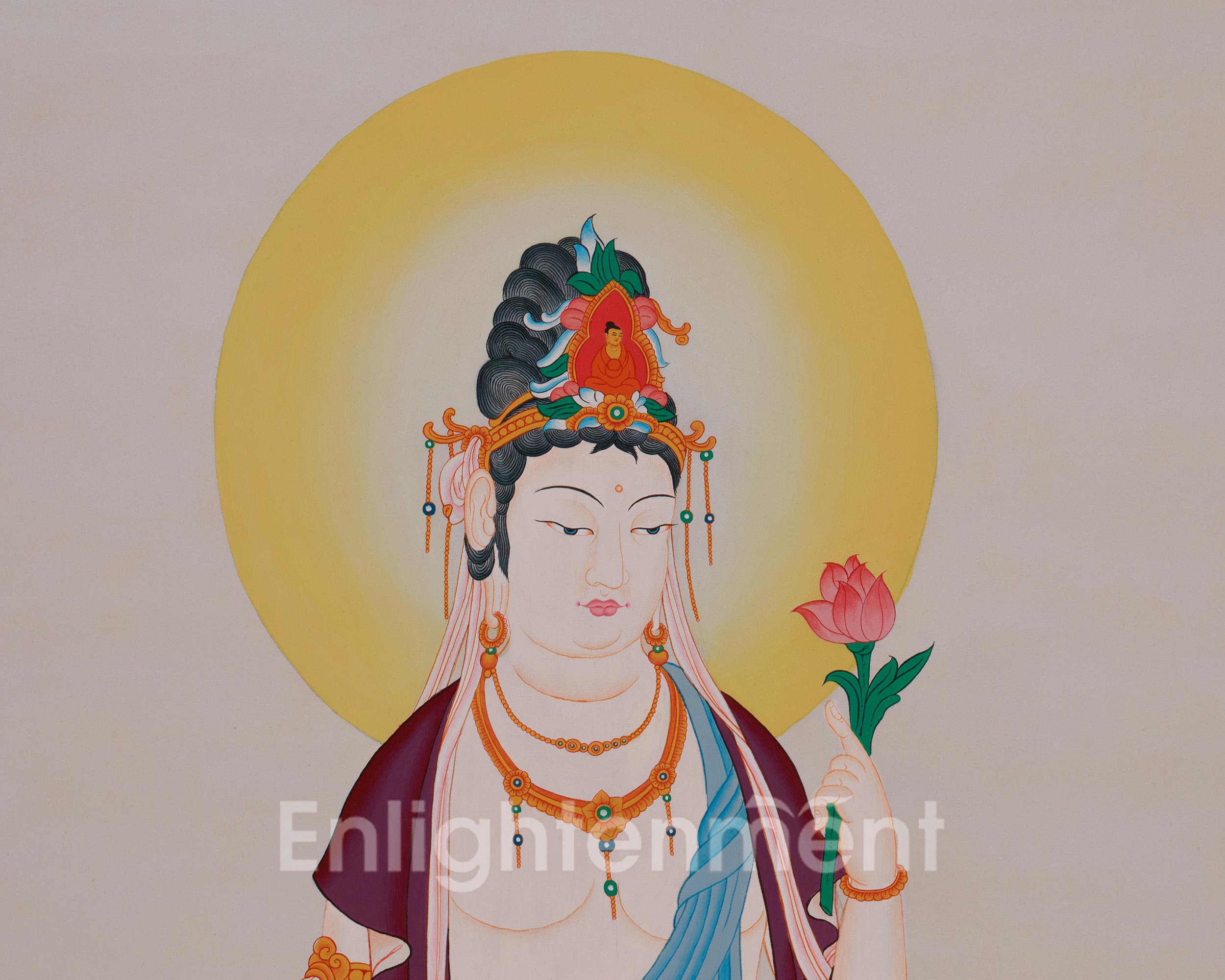Graceful Kannon Thangka | Japanese Depiction of the Compassionate Bodhisattva
