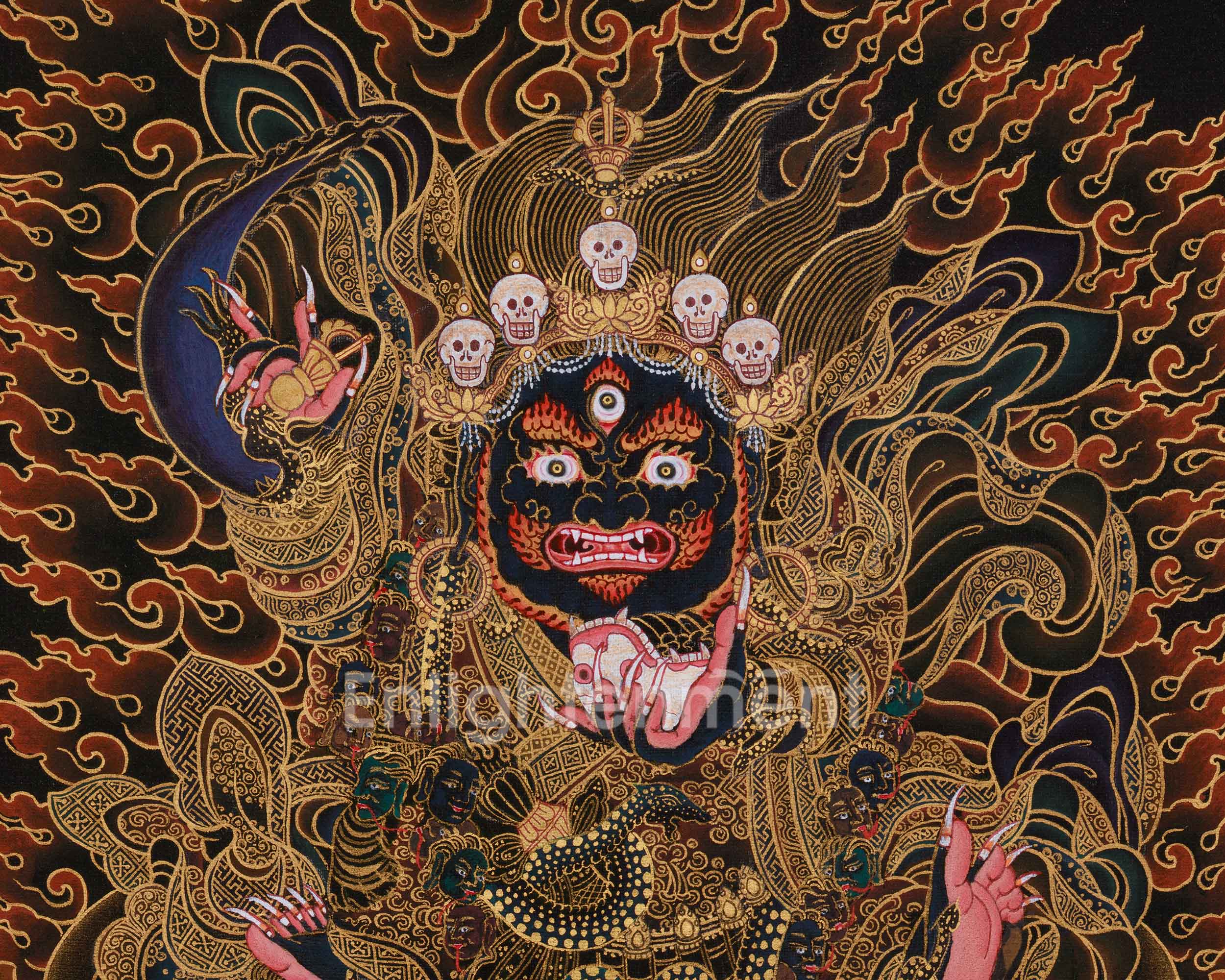Wrathful Mahakala Bernagchen Thangka | Protector Buddhist Deity