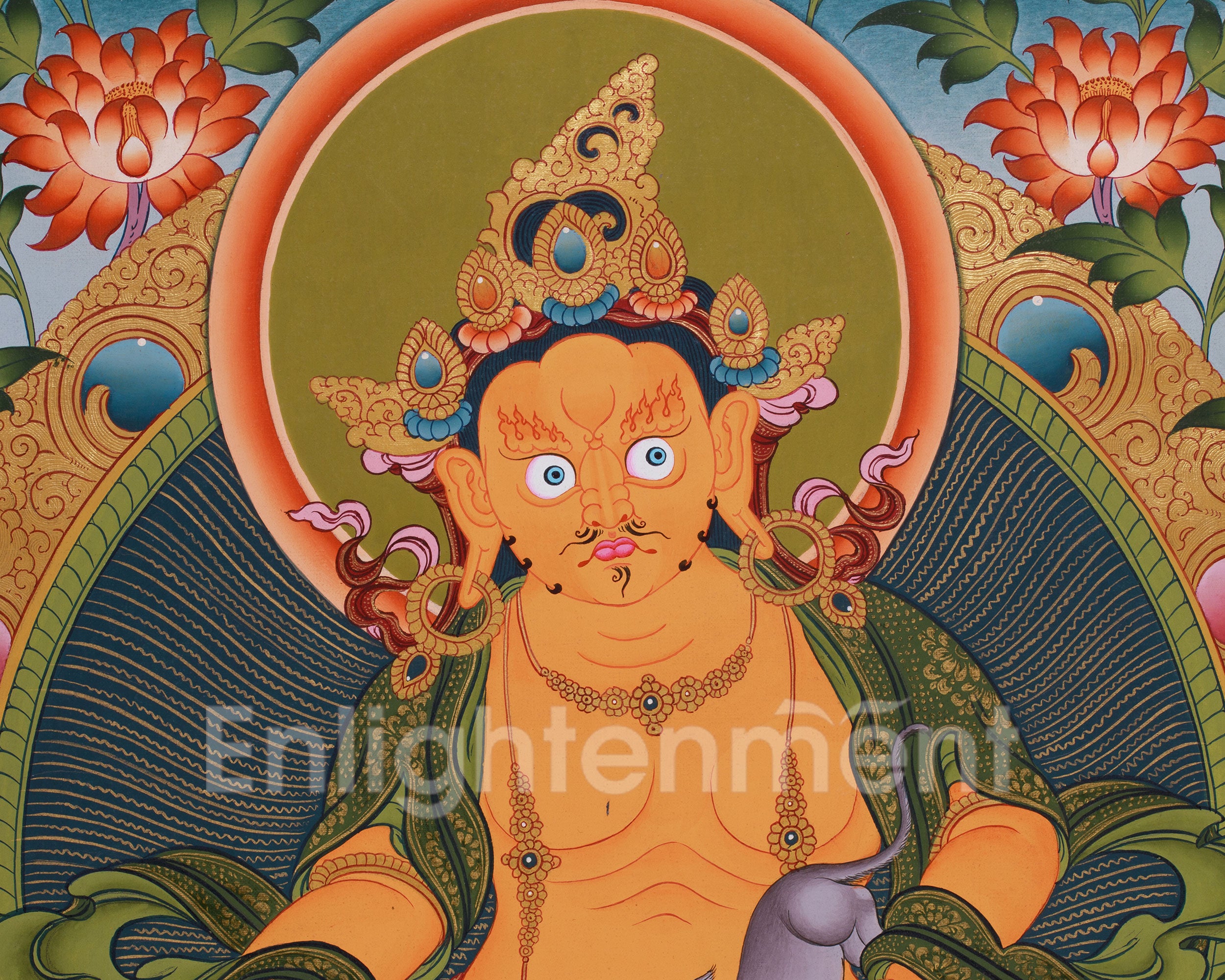 Wealth Deity, Yellow Dzambhala Thangka | Symbolizing Prosperity and Abundance