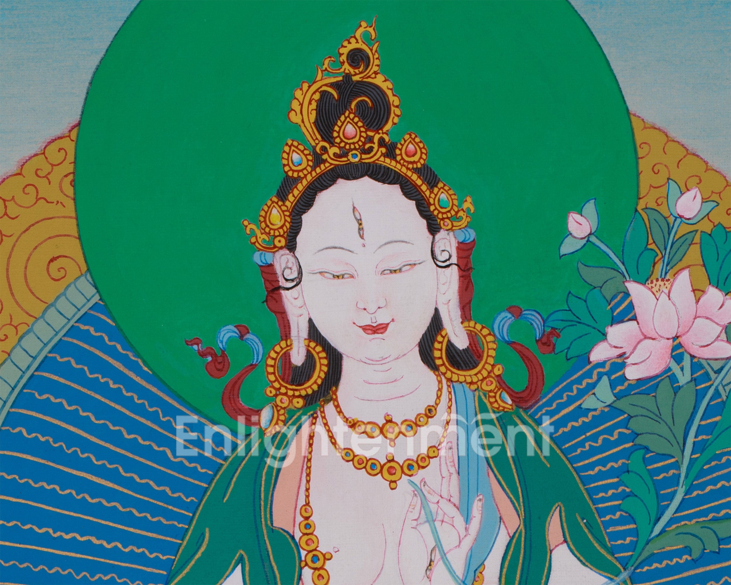 Hand-Painted Healing White Tara Thangka | Female Tibetan Buddhist Art